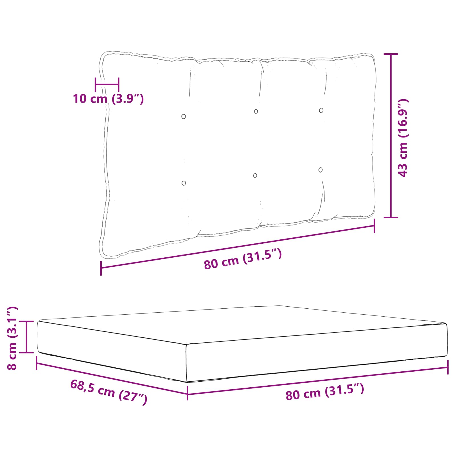 Udendørs Sofa Pude 2 Dele Polyester - Billede 9