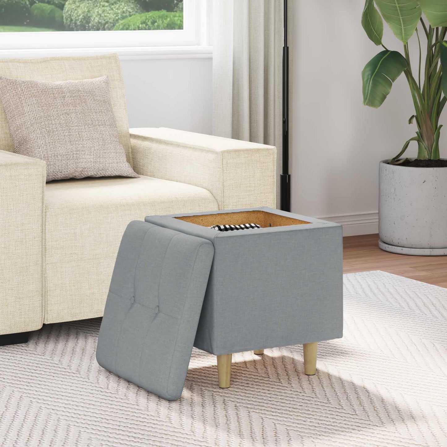 Ottoman Med Opbevaring Med Pude 40 X 40 X 45 Cm - Billede 4