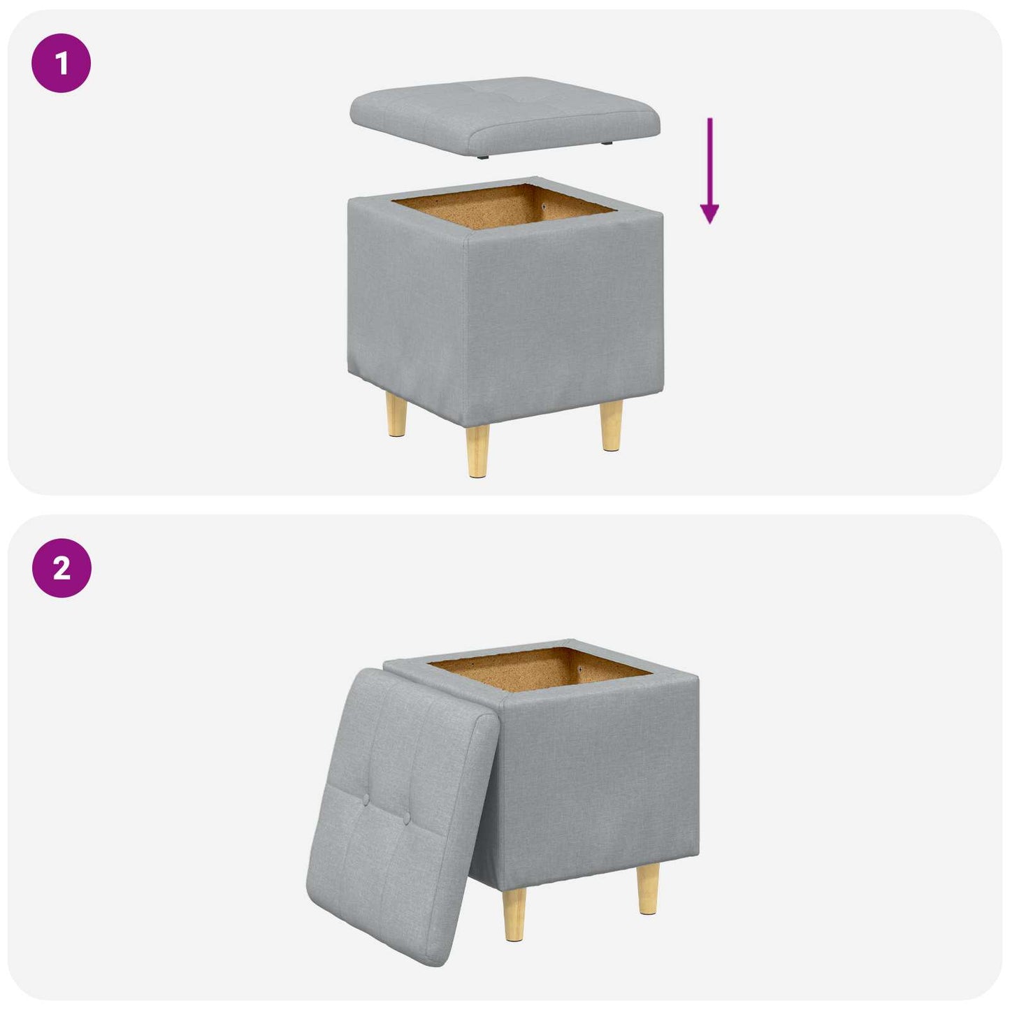 Ottoman Med Opbevaring Med Pude 40 X 40 X 45 Cm - Billede 9