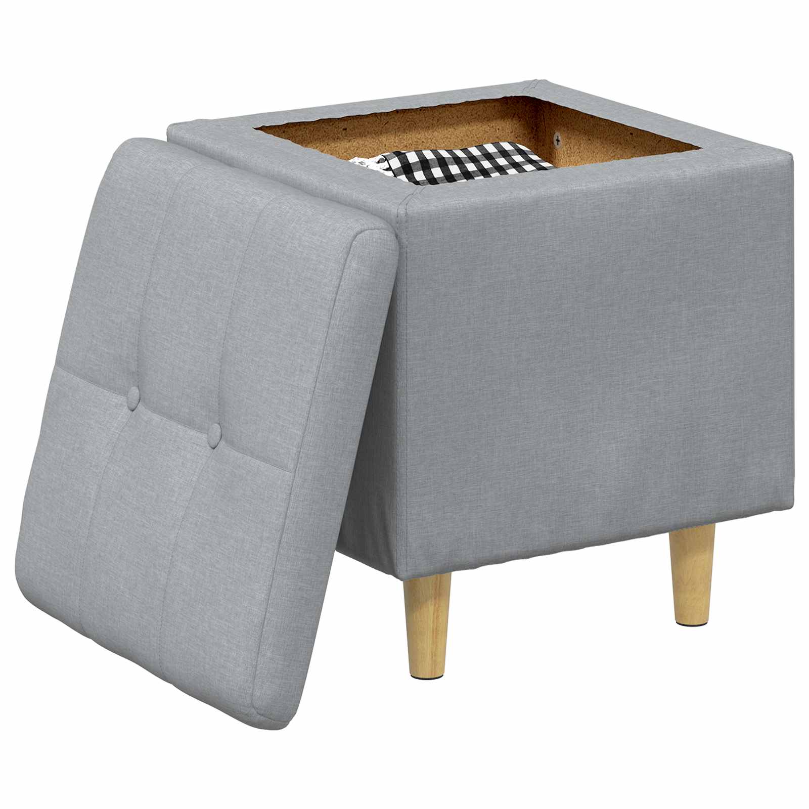 Ottoman Med Opbevaring Med Pude 40 X 40 X 45 Cm - Billede 3