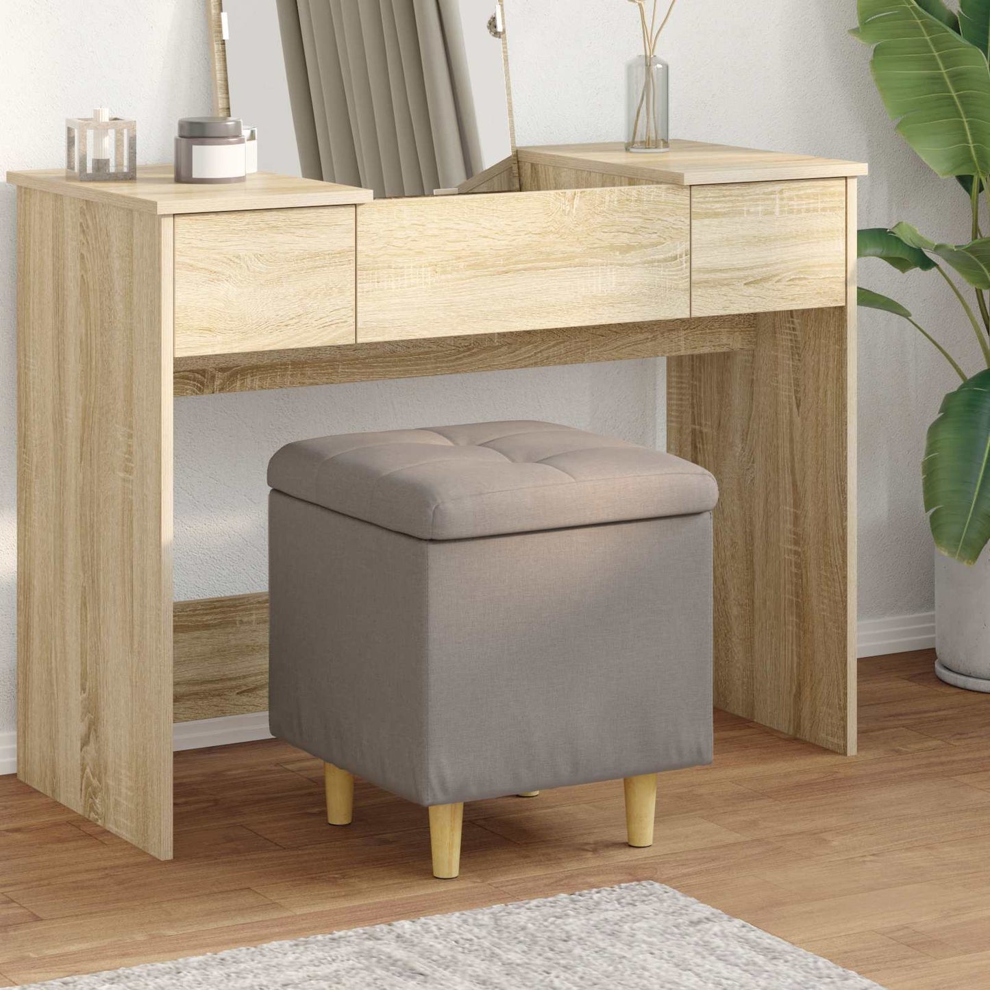Ottoman Med Opbevaring Med Pude 40 X 40 X 45 Cm
