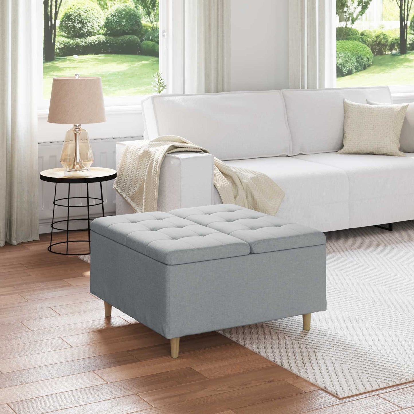 Ottoman Med Opbevaring Med Pude 40 X 40 X 45 Cm