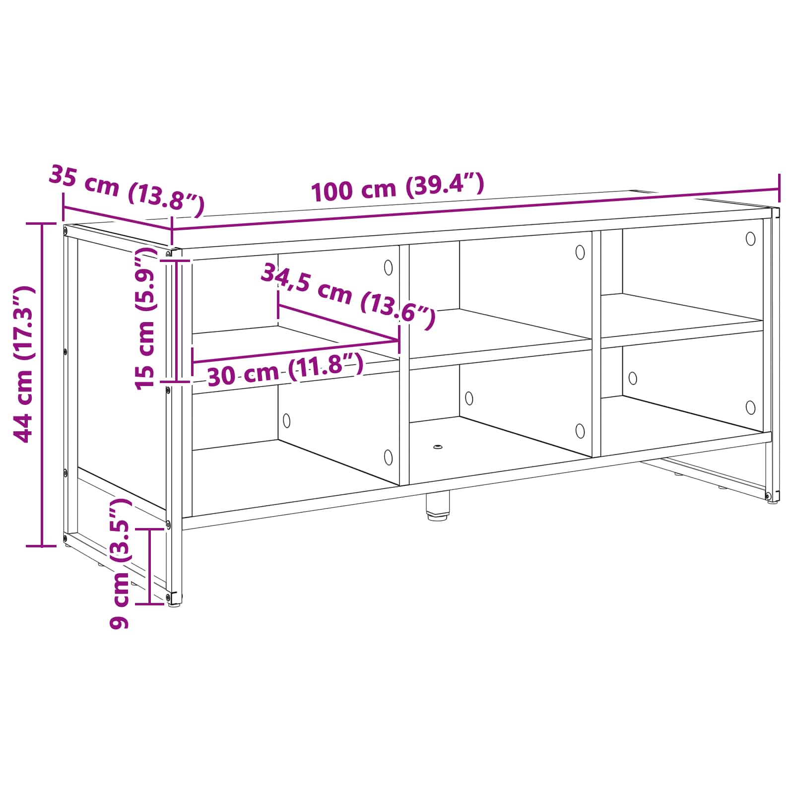 Sko Skab 100 X 35 X 44 Cm Konstrueret Træ - Billede 11