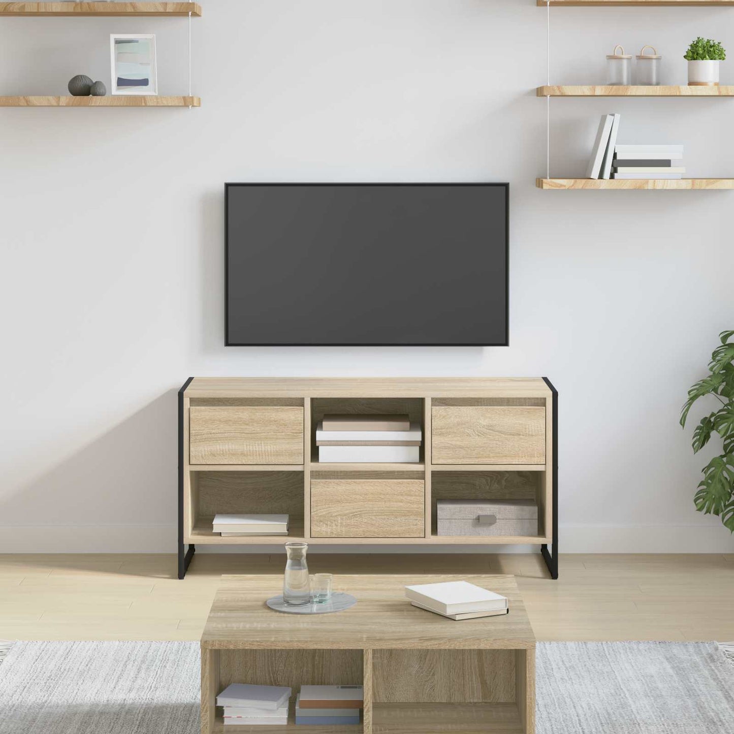 Tv-skab Med Skuffe 100 X 36 X 49,5 Cm Konstrueret Træ