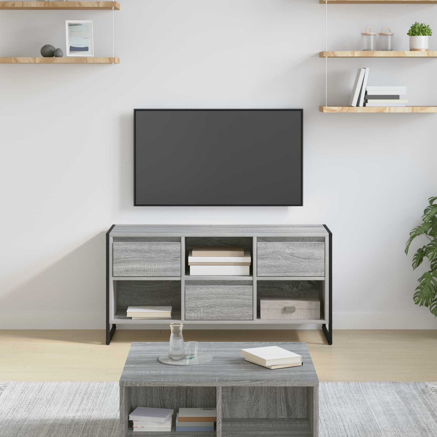Tv-skab Med Skuffe 100 X 36 X 49,5 Cm Konstrueret Træ