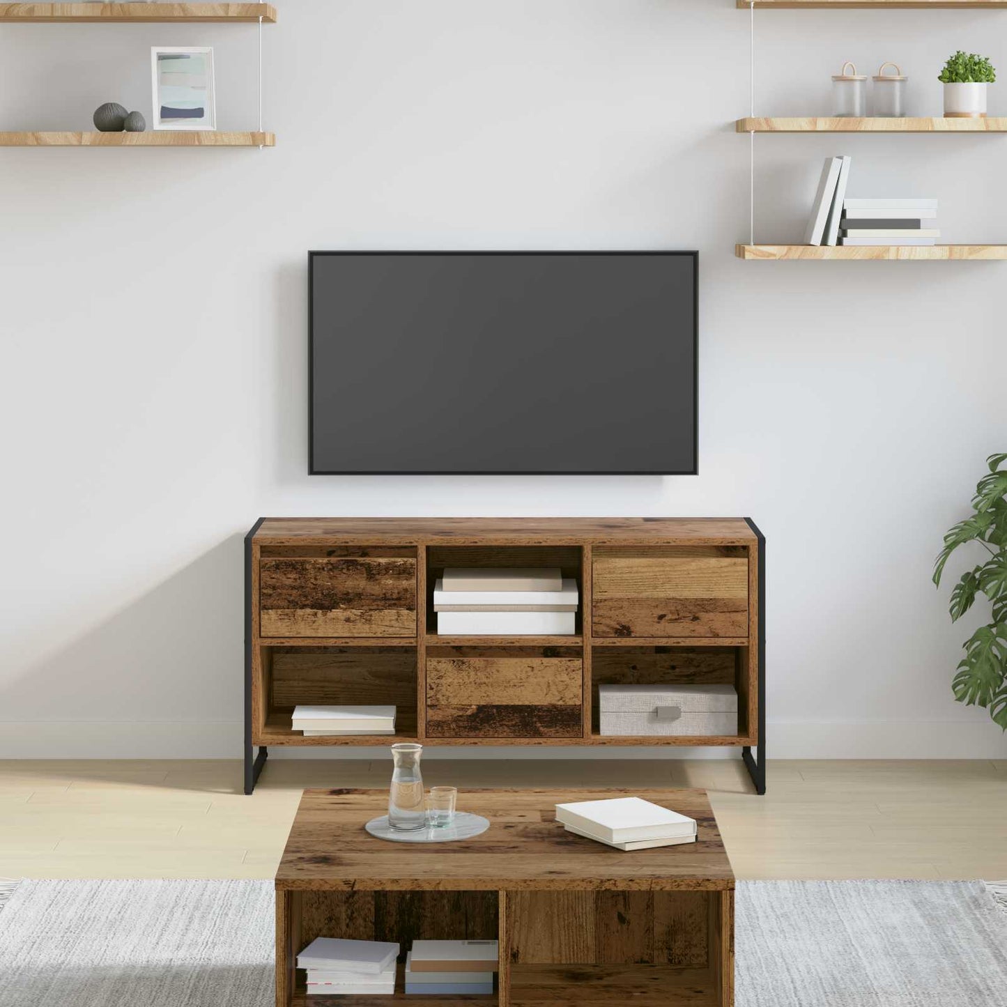 Tv-skab Med Skuffe 100 X 36 X 49,5 Cm Konstrueret Træ