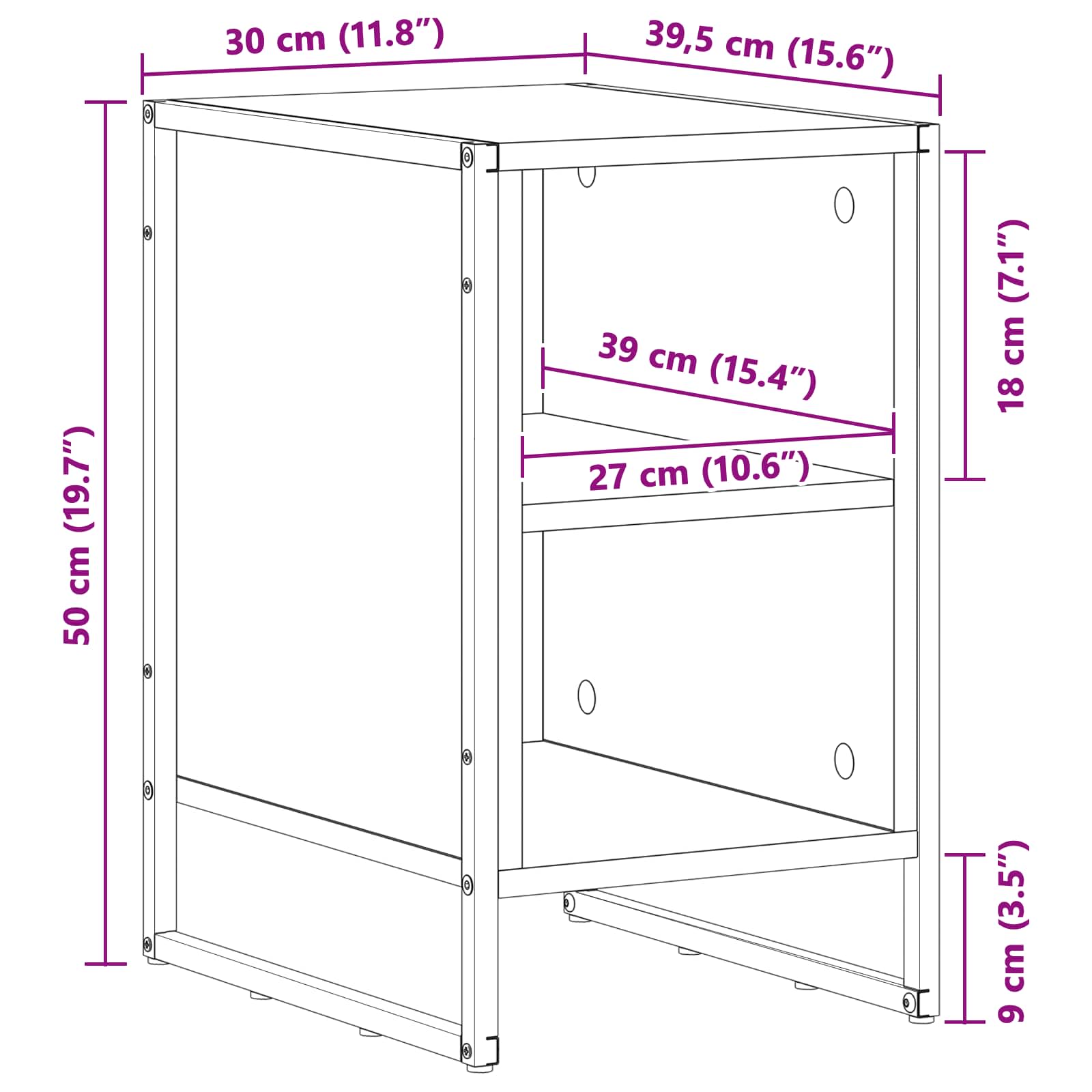 Sengebord 39,5 X 30 X 50 Cm Konstrueret Træ - Billede 12