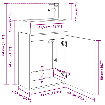 Badeværelses Vanity-enhed Med Armatur 45,5 X 22,5 X 84 Cm - Billede 10