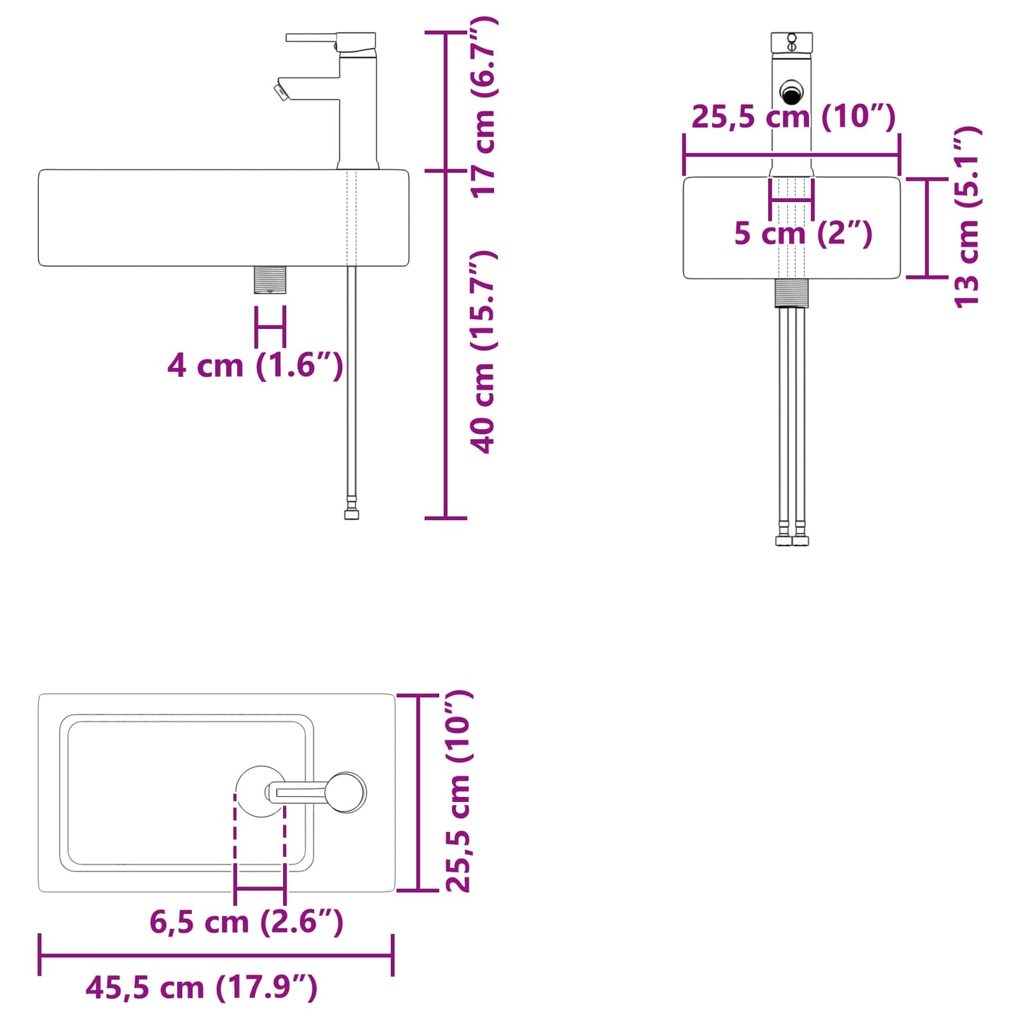 Badeværelses Vanity-enhed Med Armatur 45,5 X 22,5 X 84 Cm - Billede 11