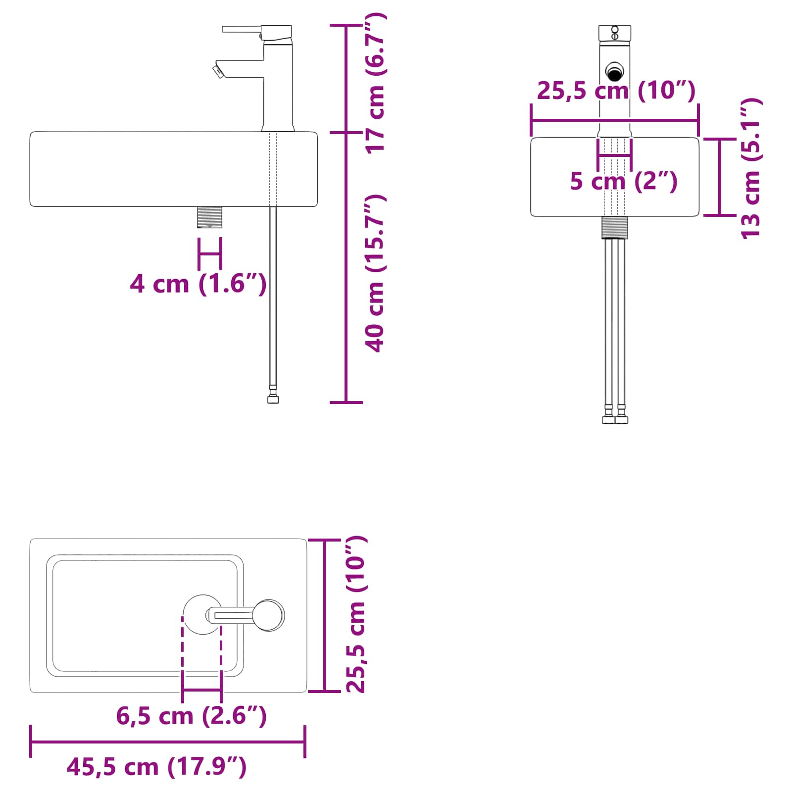 Badeværelses Vanity-enhed Med Armatur 45,5 X 22,5 X 84 Cm - Billede 11