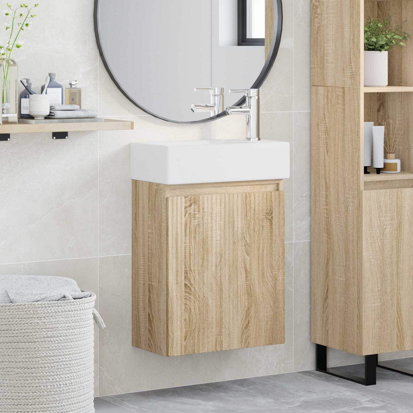 Badeværelses Vanity-enhed Med Armatur 45,5 X 22,5 X 84 Cm - Variant 889453