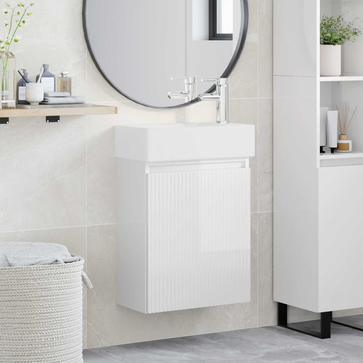 Badeværelses Vanity-enhed Med Armatur 45,5 X 22,5 X 84 Cm - Variant 889455
