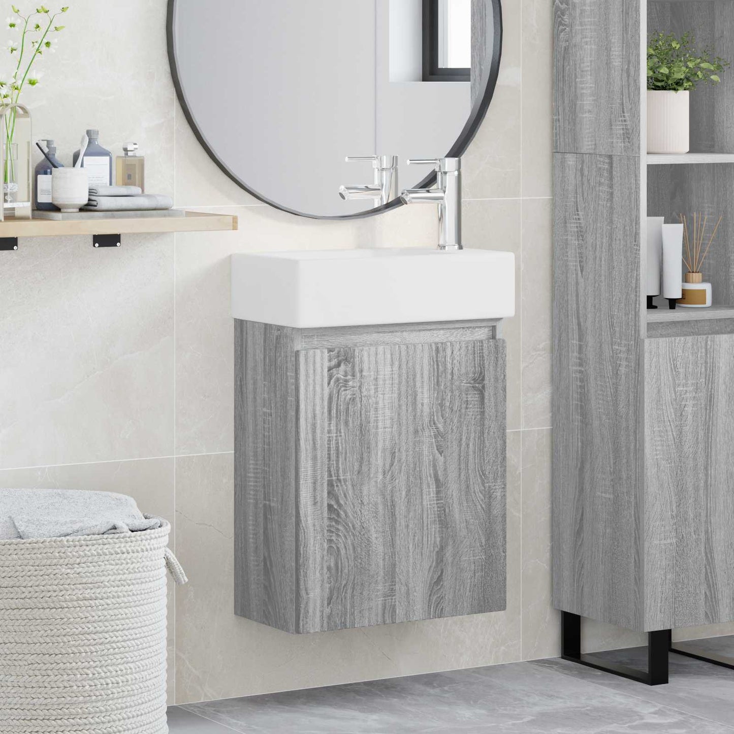 Badeværelses Vanity-enhed Med Armatur 45,5 X 22,5 X 84 Cm - Variant 889457