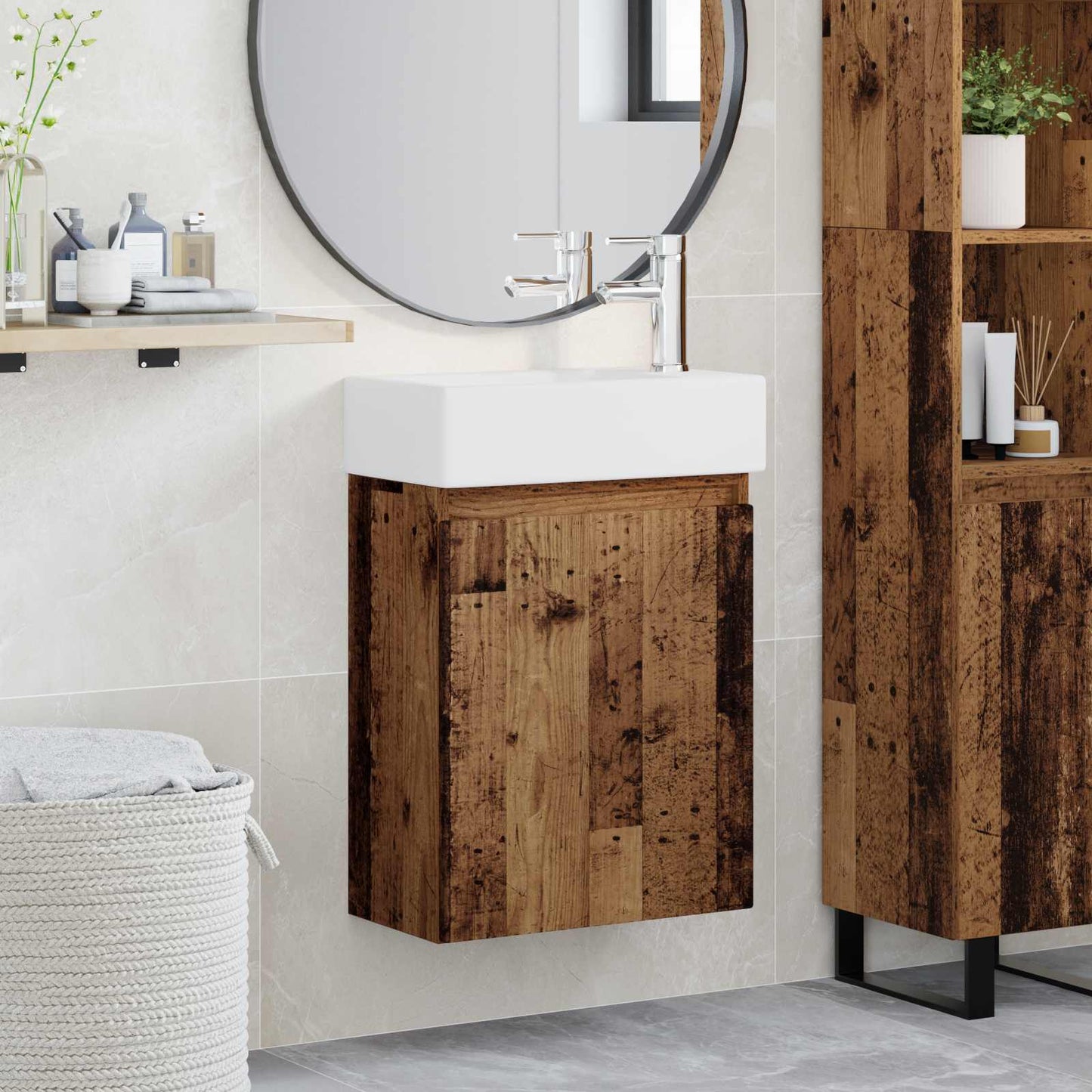 Badeværelses Vanity-enhed Med Armatur 45,5 X 22,5 X 84 Cm - Variant 889459