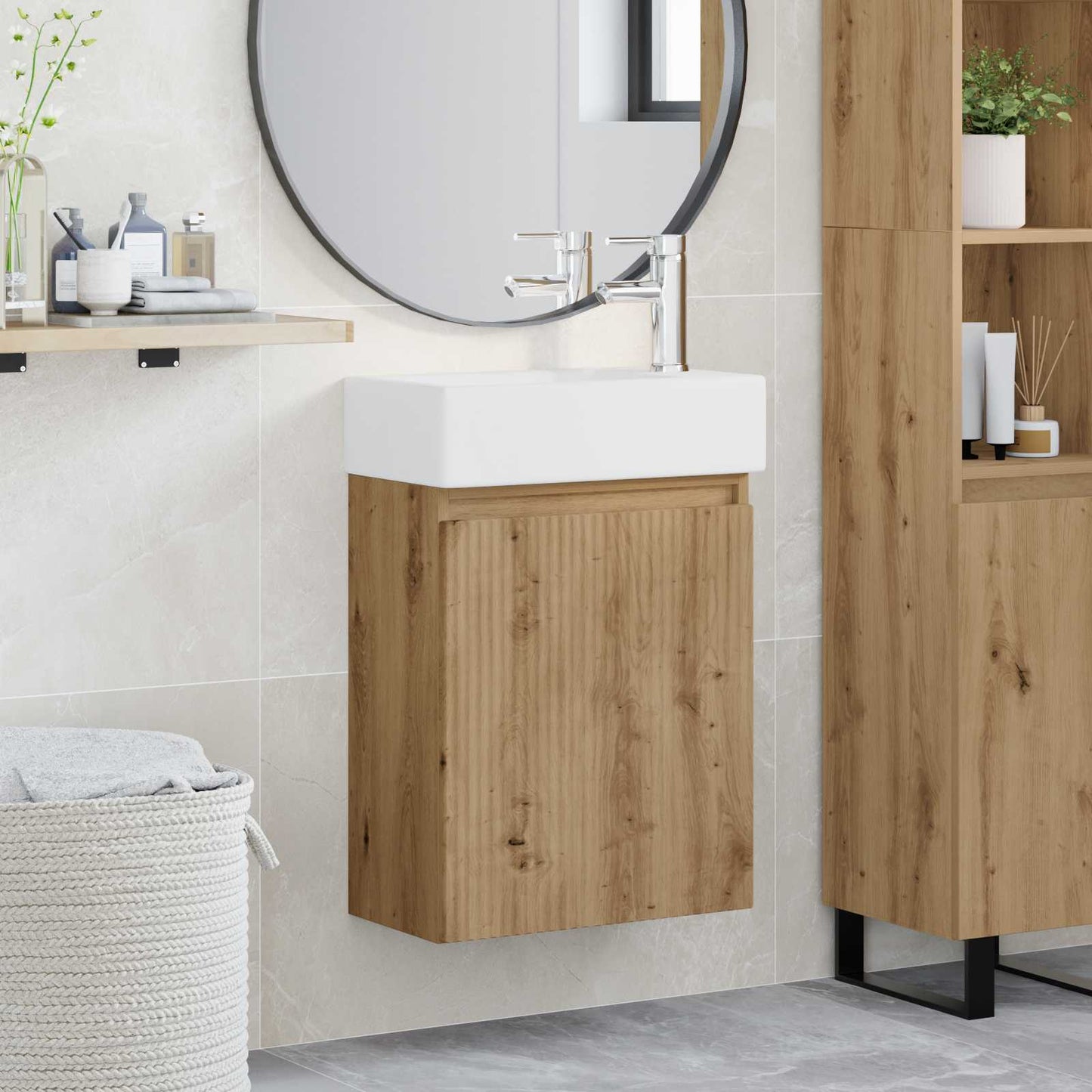 Badeværelses Vanity-enhed Med Armatur 45,5 X 22,5 X 84 Cm - Variant 889460