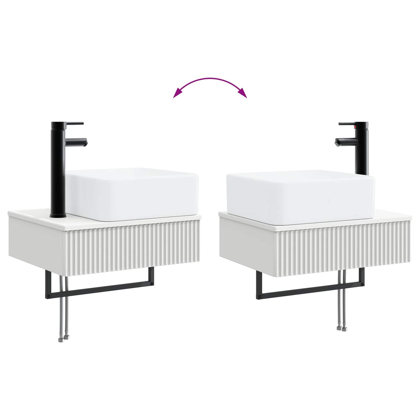 Vægmonteret Vask 53 X 35 X 39 Cm Konstrueret Træ - Billede 8