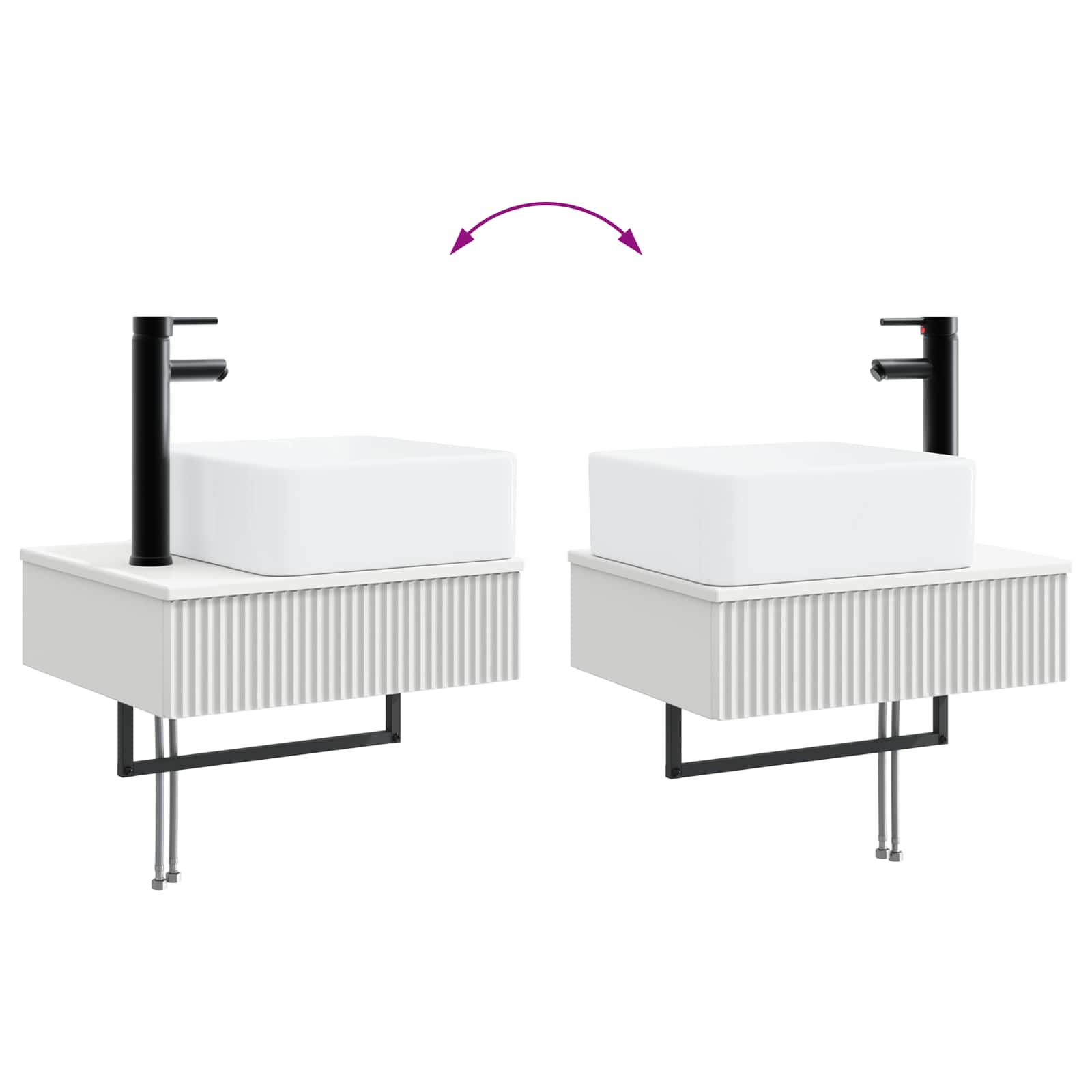 Vægmonteret Vask 53 X 35 X 39 Cm Konstrueret Træ - Billede 8