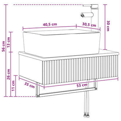 Vægmonteret Vask 53 X 35 X 39 Cm Konstrueret Træ - Billede 9