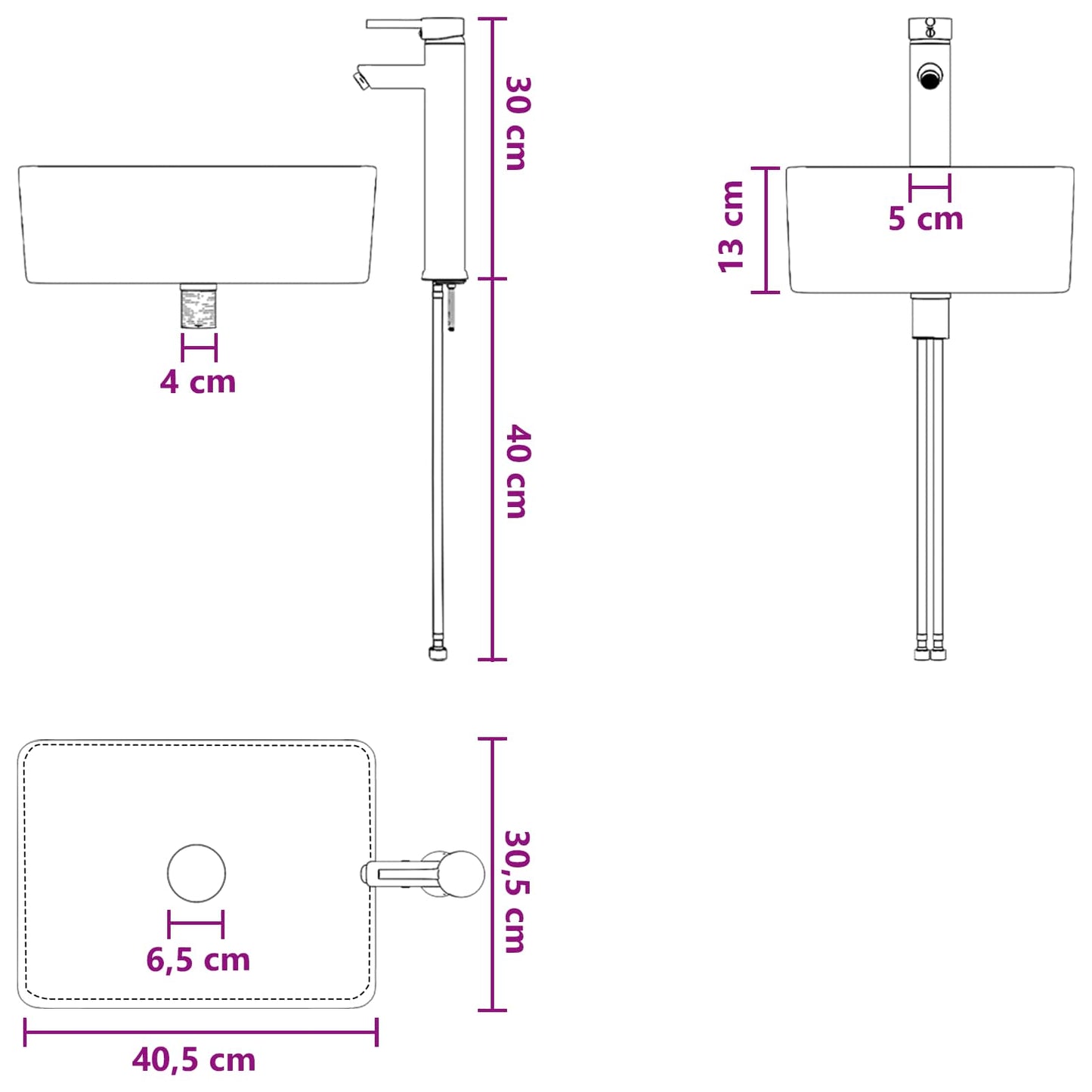 Vægmonteret Vask 53 X 35 X 39 Cm Konstrueret Træ - Billede 10
