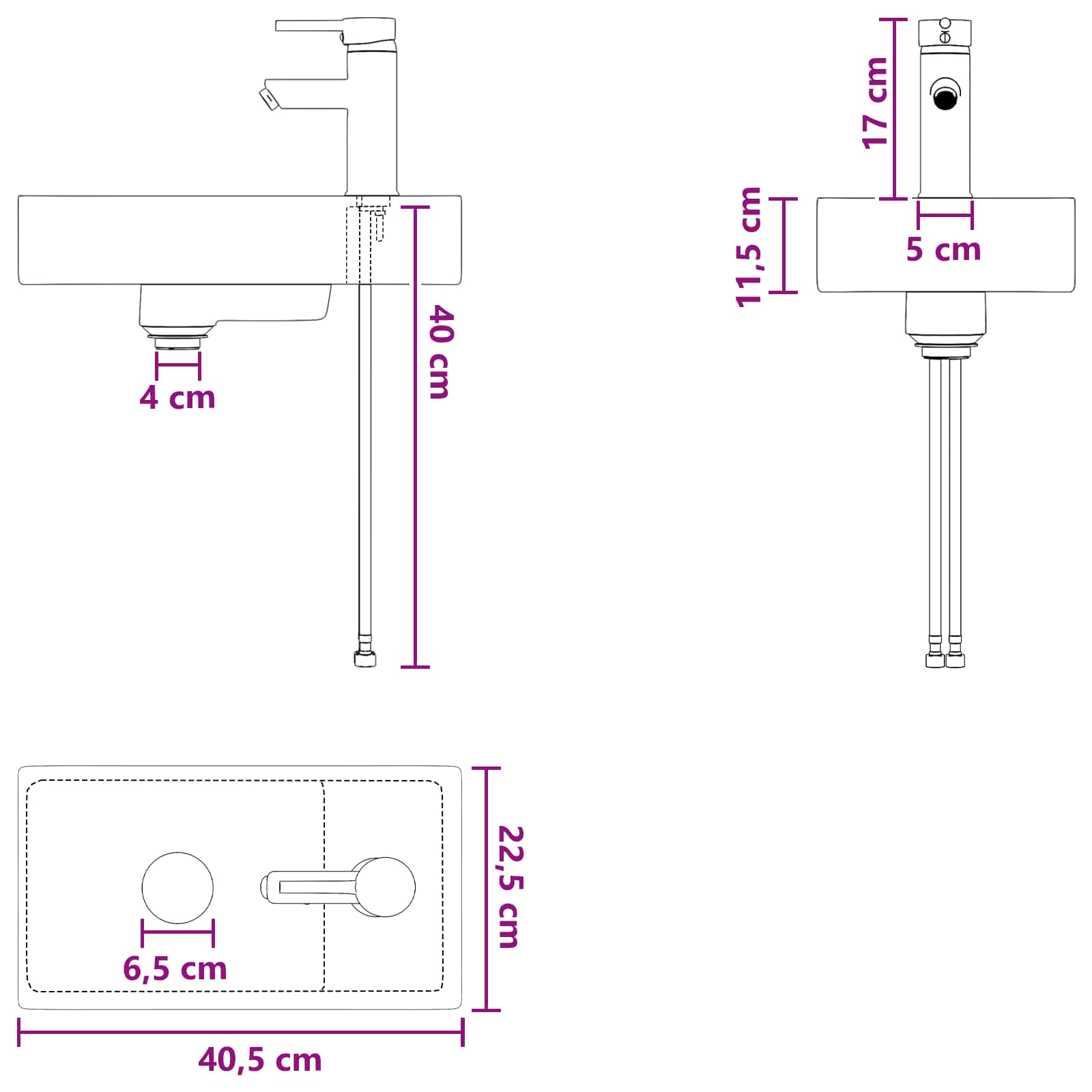 Badeværelses Vaskeskål 40,5 X 22,5 X 11,5 Cm Metal - Billede 9