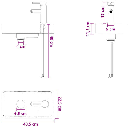 Badeværelses Vaskeskål 40,5 X 22,5 X 11,5 Cm Metal - Billede 9