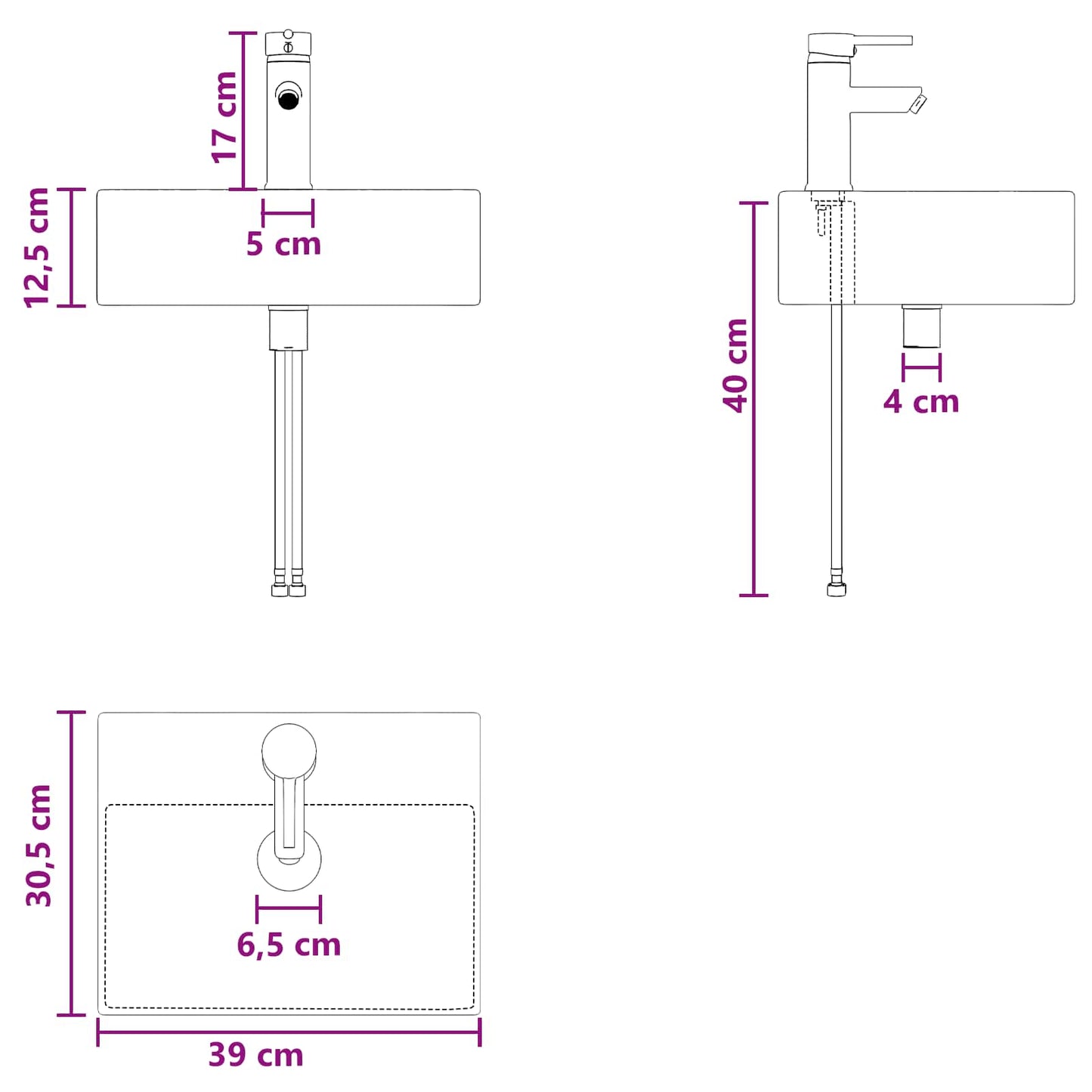 Væghængt Håndvask Skab 49,5 X 41 X 62,5 Cm Konstrueret Træ - Billede 9