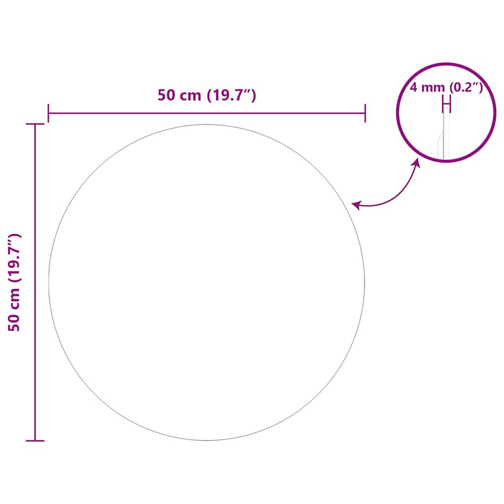 Vægspejl Rund Ø 50 Cm Hærdet Glas - Billede 8
