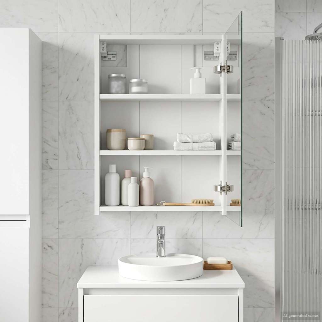 Badeværelsesspejlskab 43 X 16 X 62.5 Cm Konstrueret Træ - Billede 4