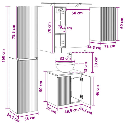 Badeværelsesskabsæt 5 Dele 50 X 14,5 X 70 Cm - Billede 15