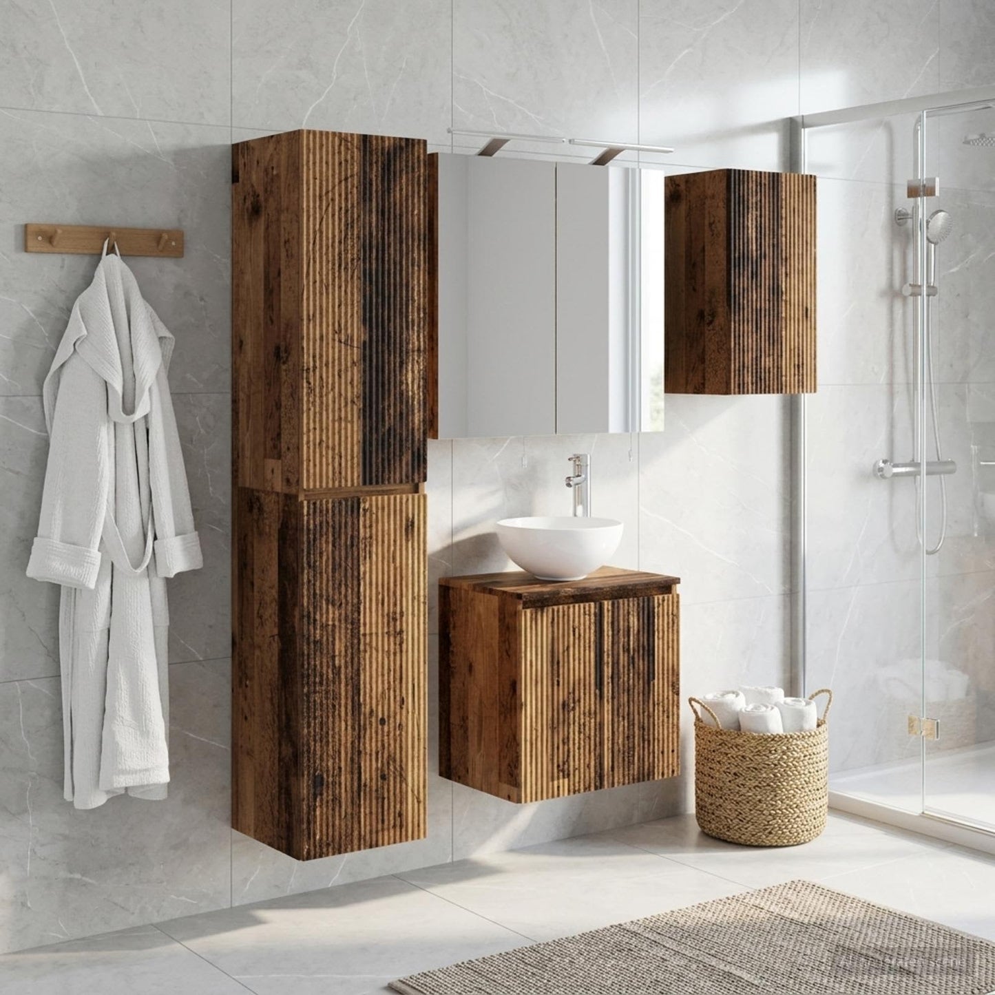 Badeværelsesskabsæt 5 Dele 50 X 14,5 X 70 Cm - Variant 3407293
