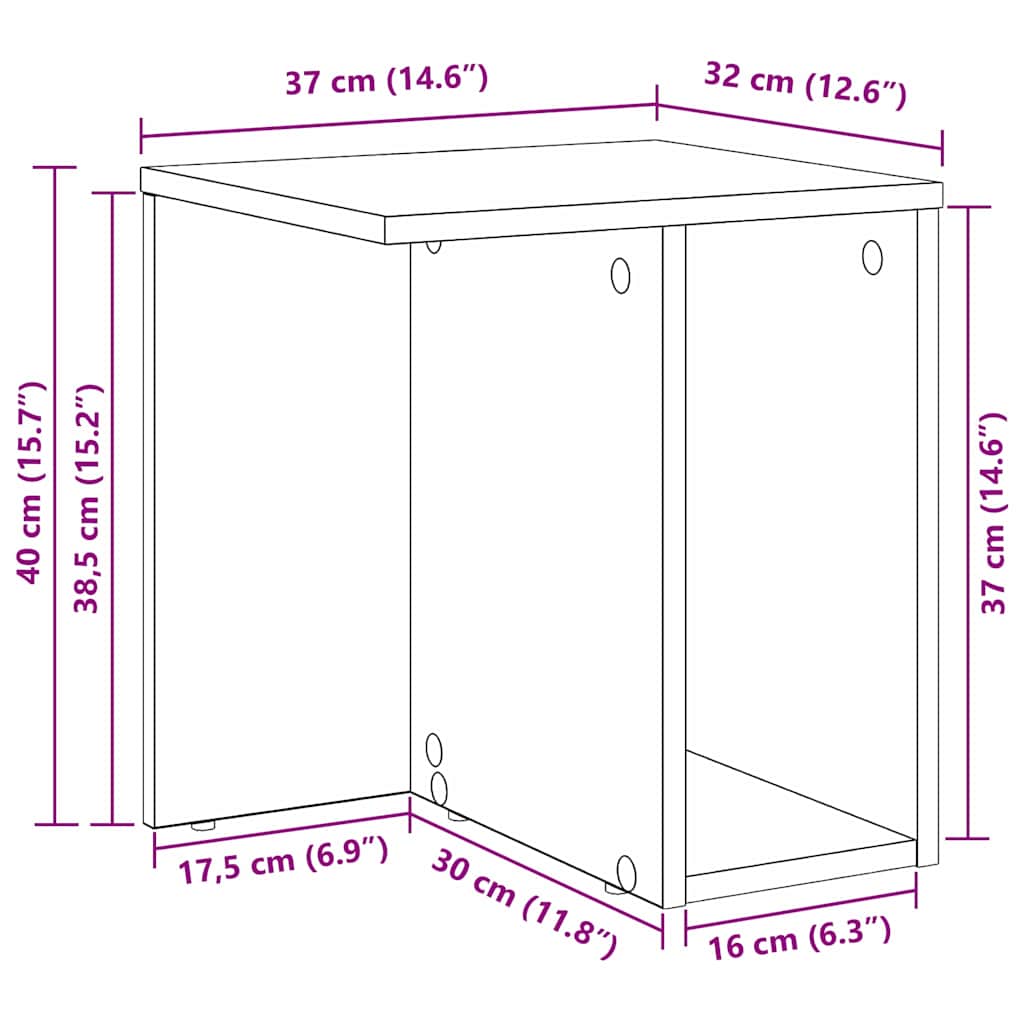 Endebord 37 X 32 X 40 Cm Konstrueret Træ - Billede 12