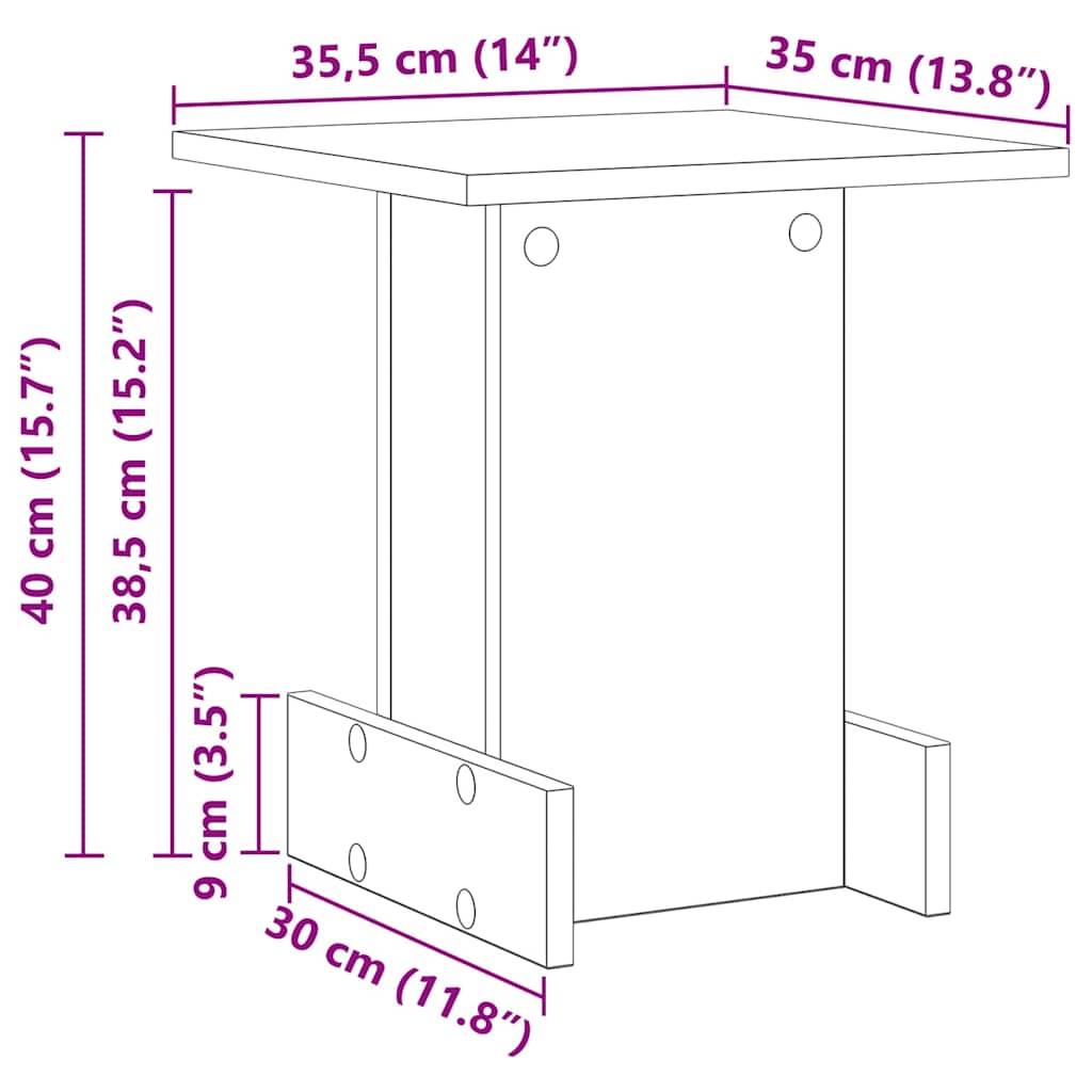 Endebord 35,5 X 35 X 40 Cm Konstrueret Træ - Billede 11