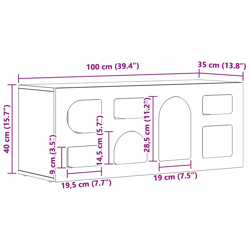 Tv-skab 100 X 35 X 40 Cm Konstrueret Træ - Billede 11