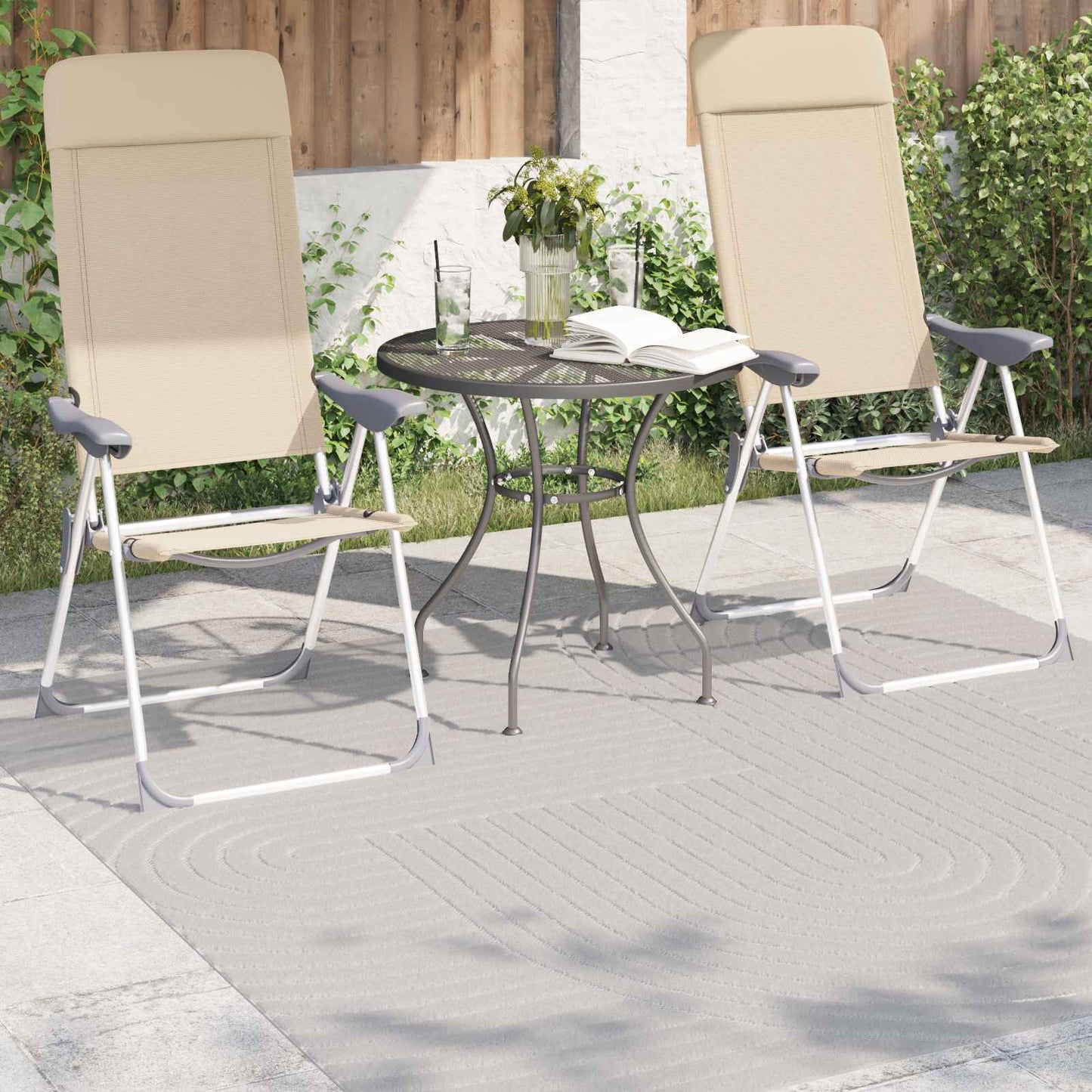 Områdetæpper Firkantet Palmeras Creme 120 X 120 Cm Polyester - Billede 3