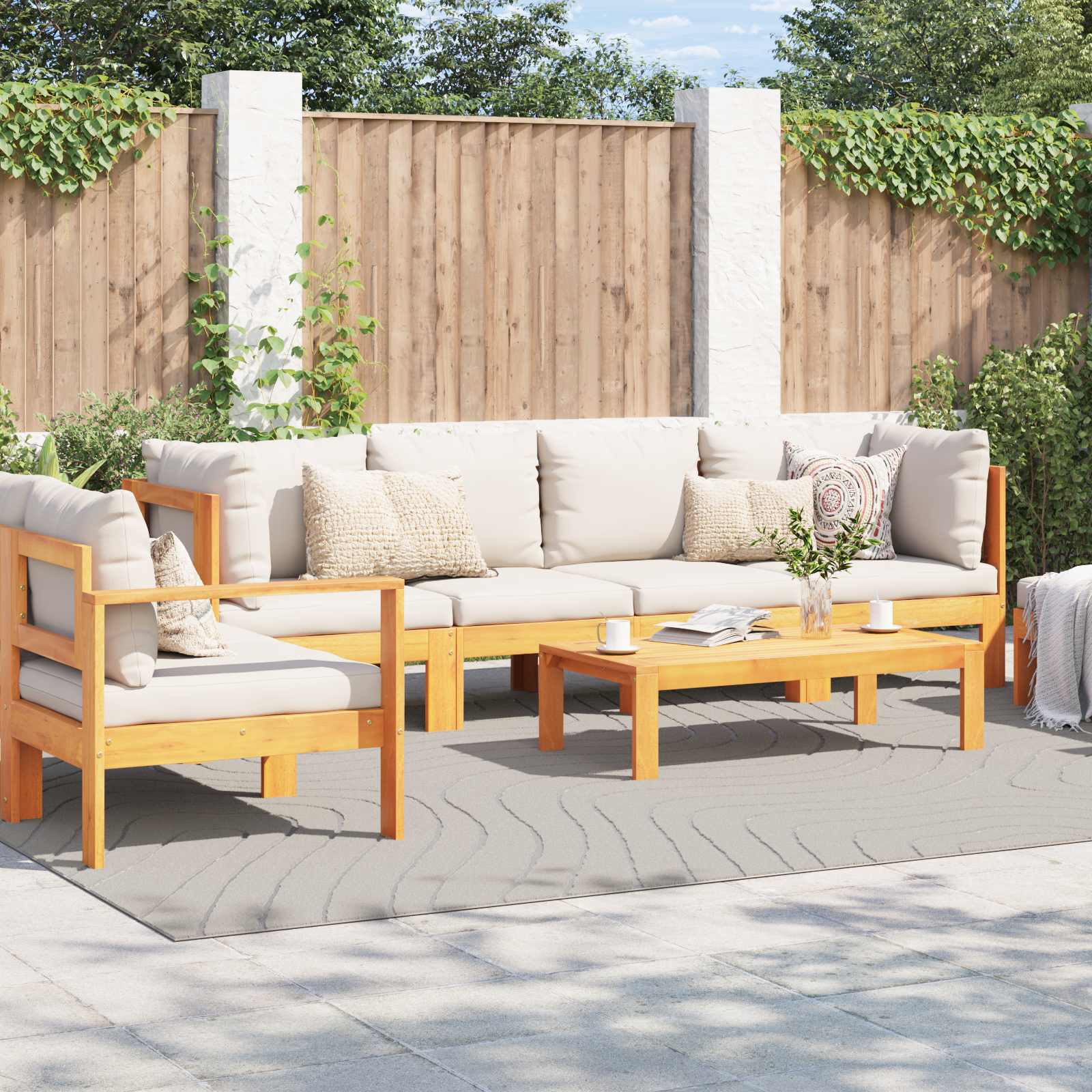 Områdetæpper Rektangulær Palmeras Creme 280 X 200 Cm Polyester - Billede 3