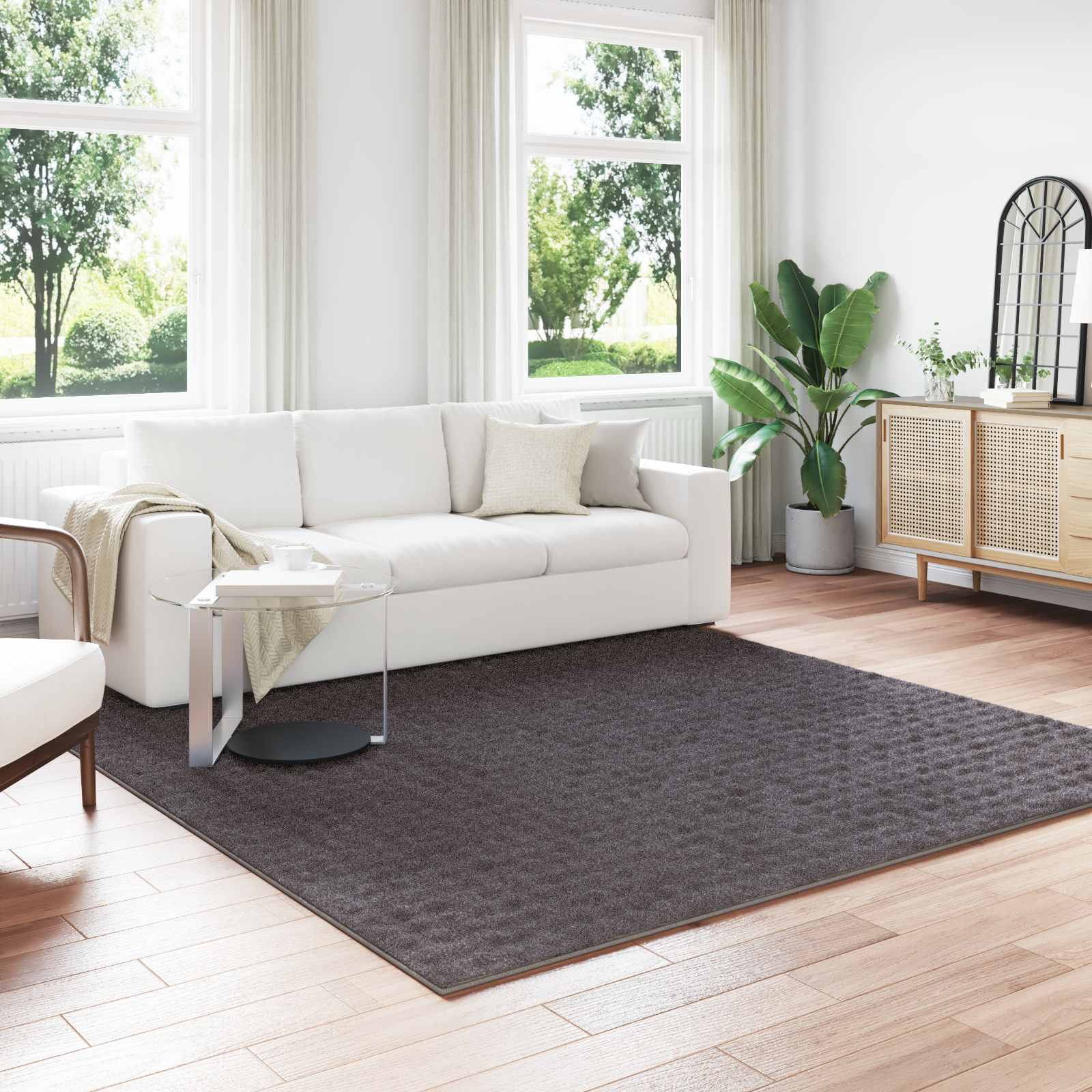 Områdetæpper Firkantet Sirolo Antracit 240 X 240 Cm Polyester - Hovedbillede