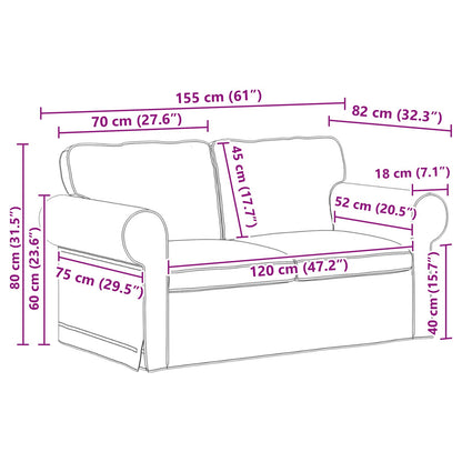 Sofa Sæt 2 Dele 155 X 82 X 80 Cm Stof - Billede 10