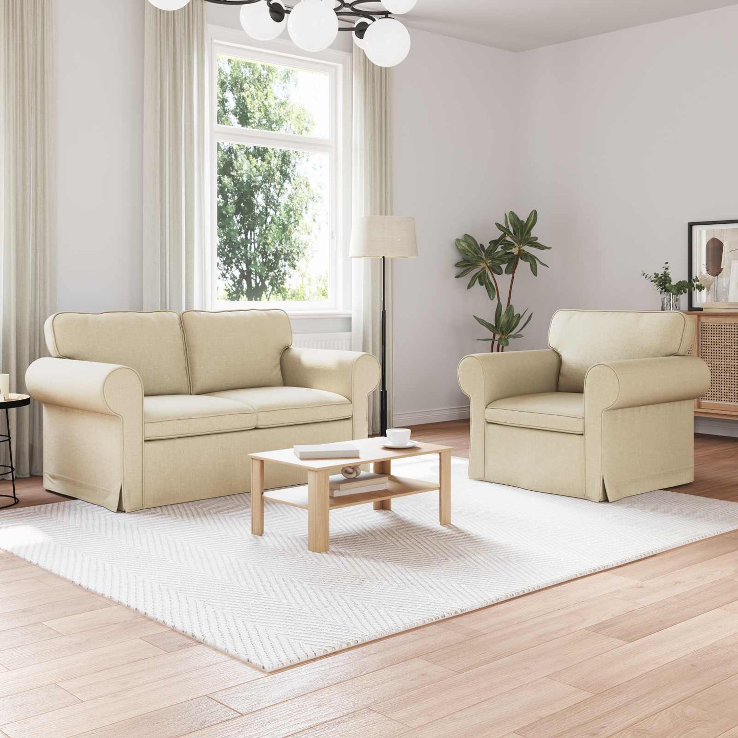 Sofa Sæt 2 Dele 155 X 82 X 80 Cm Stof