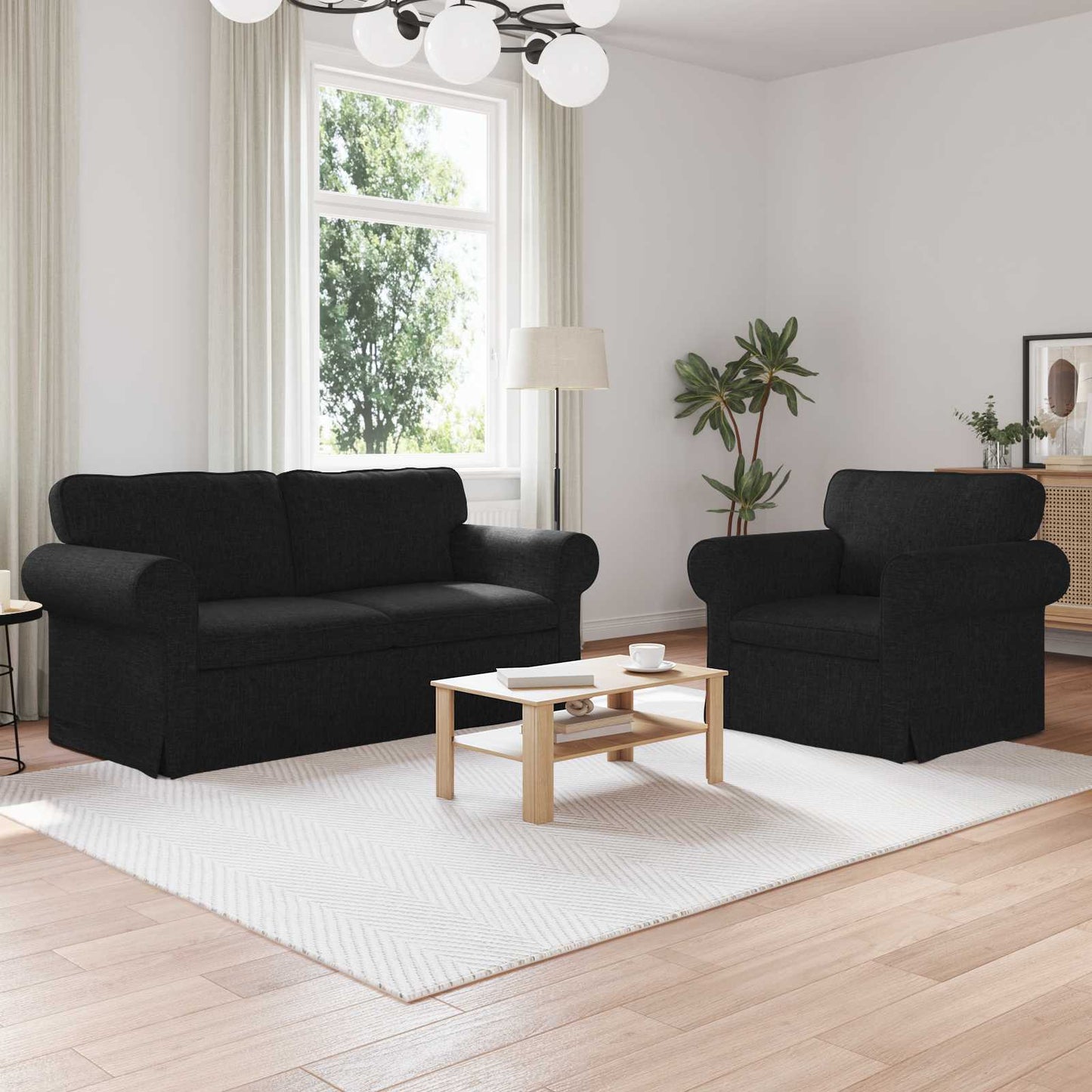 Sofa Sæt 2 Dele 155 X 82 X 80 Cm Stof