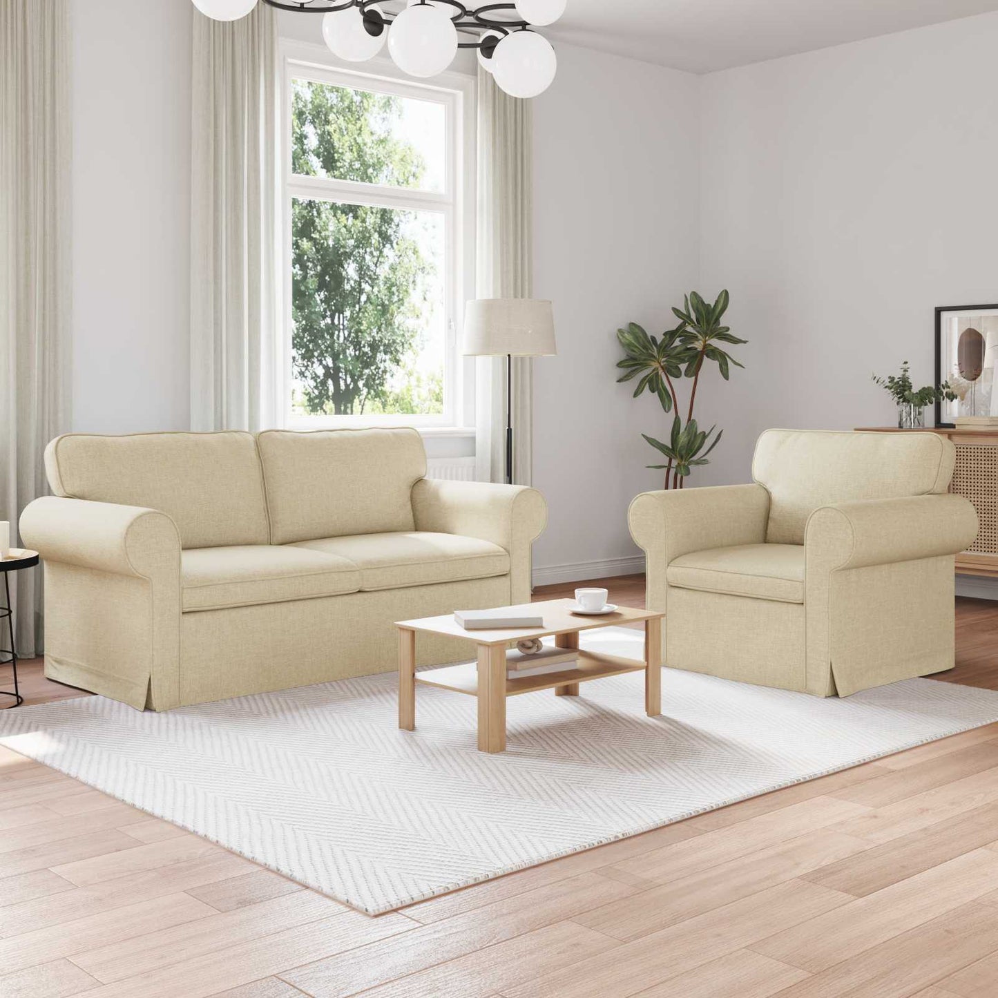 Sofa Sæt 2 Dele 155 X 82 X 80 Cm Stof
