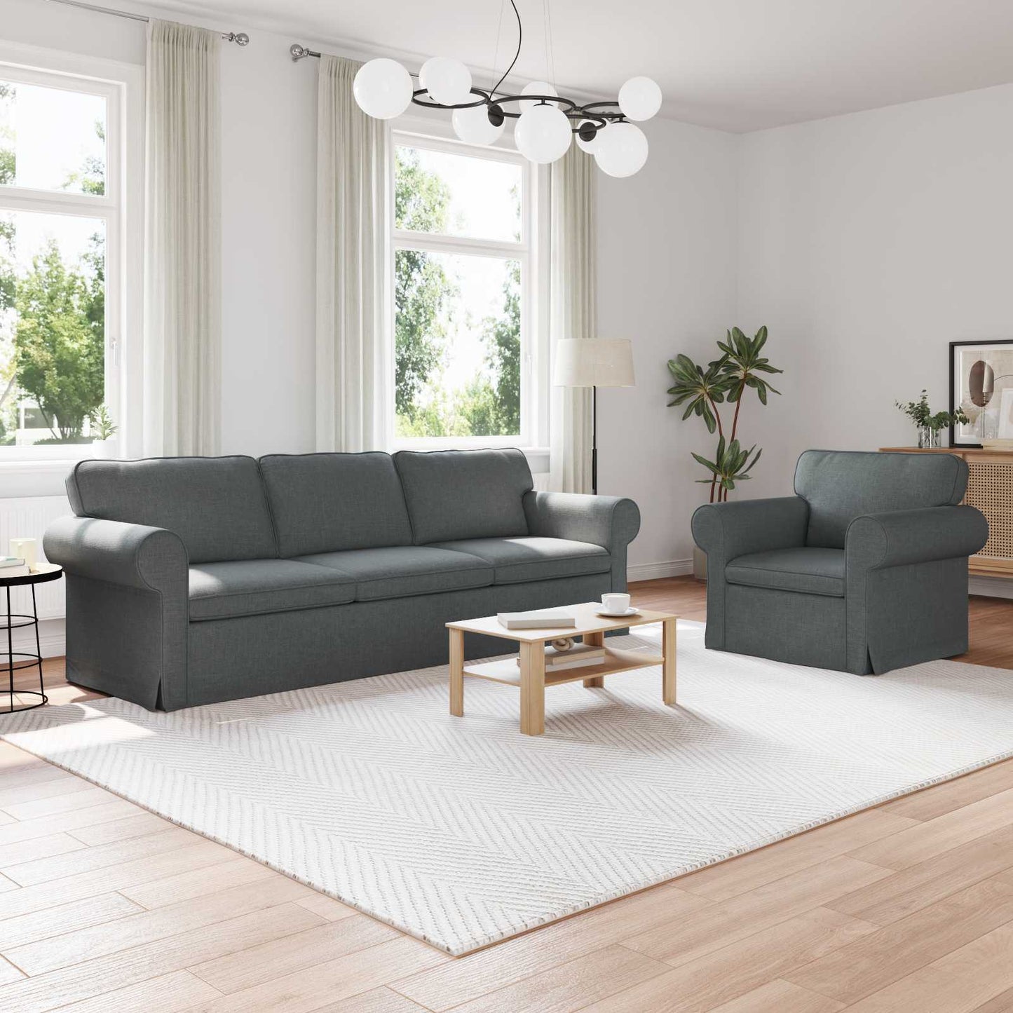 Sofa Sæt 2 Dele 155 X 82 X 80 Cm Stof