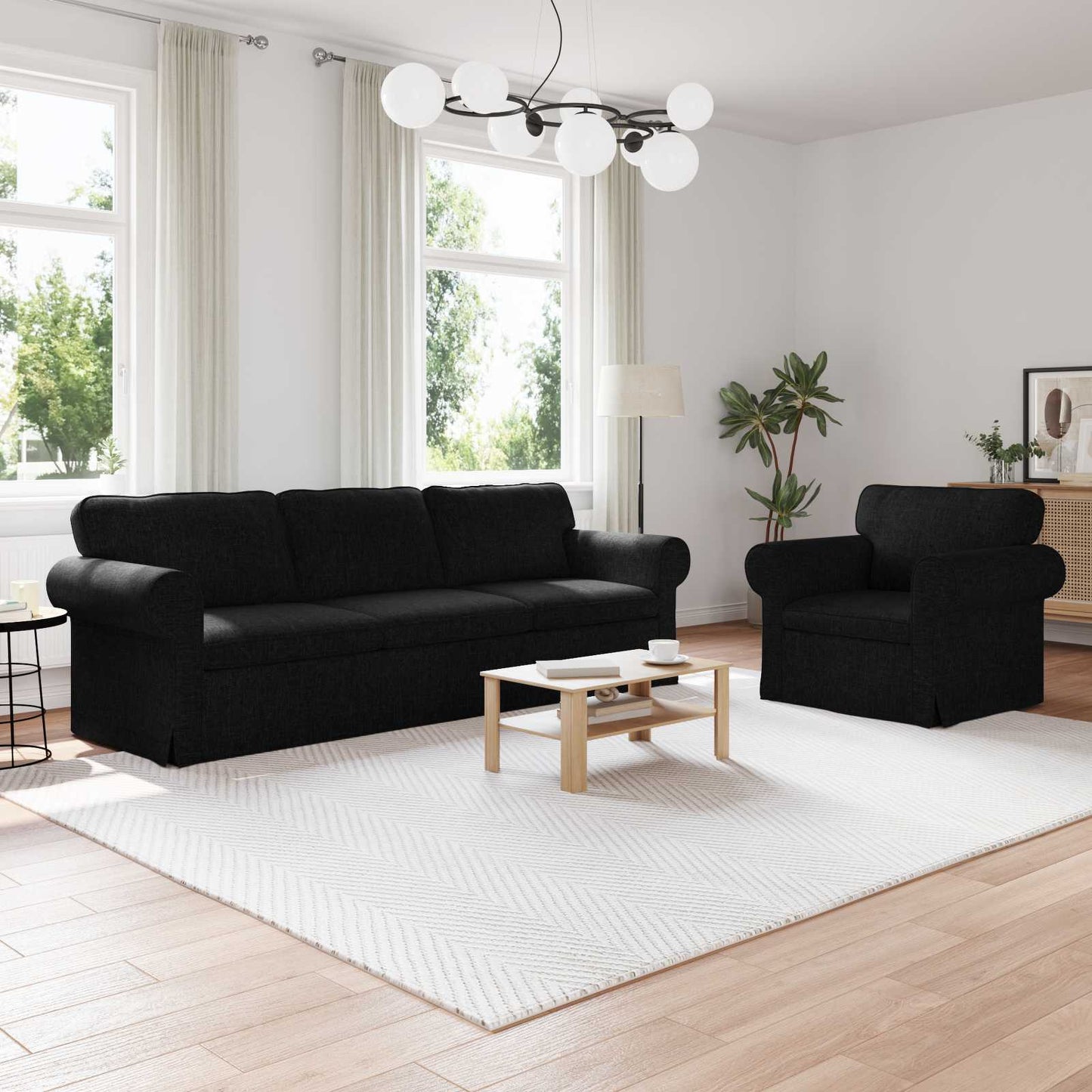 Sofa Sæt 2 Dele 155 X 82 X 80 Cm Stof