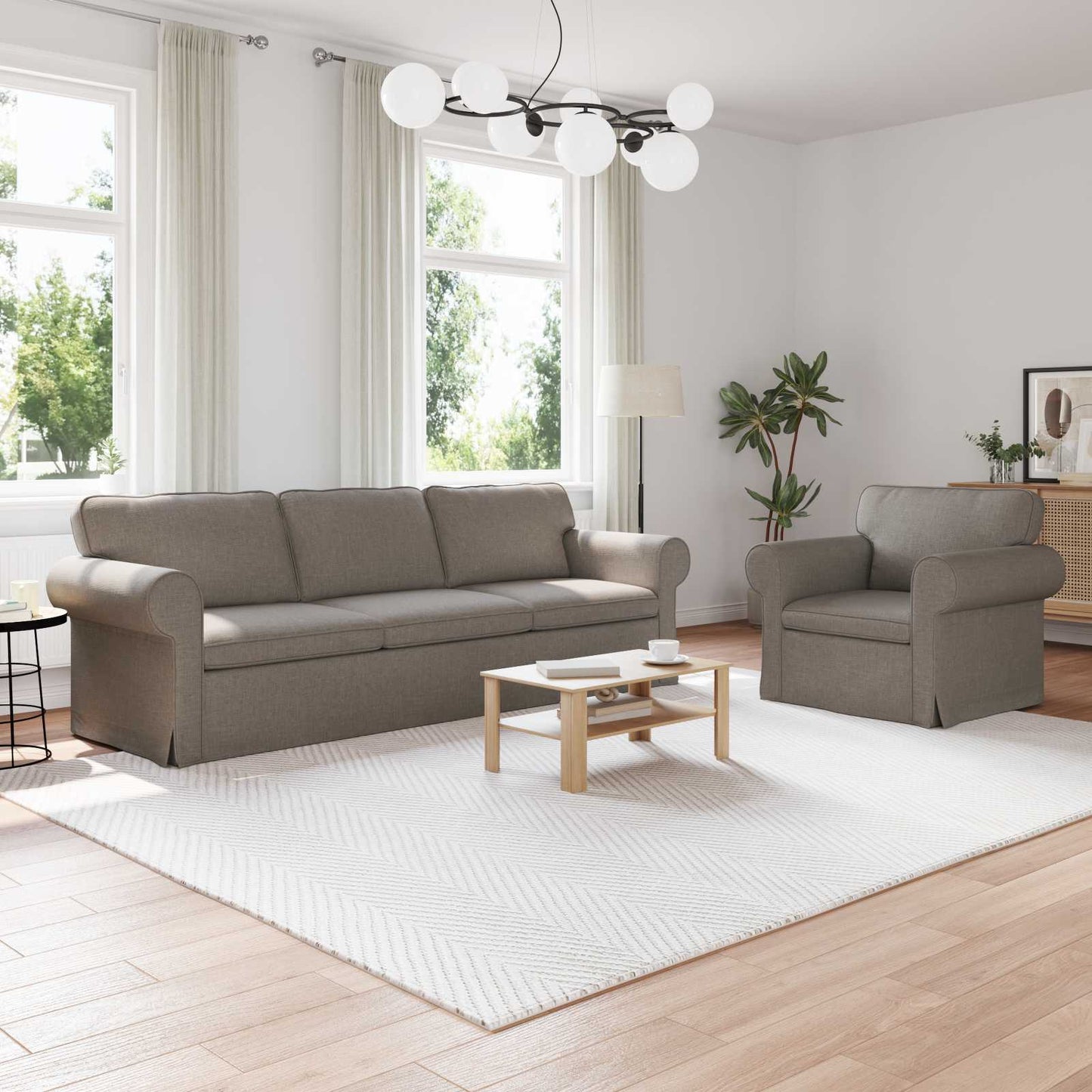 Sofa Sæt 2 Dele 155 X 82 X 80 Cm Stof
