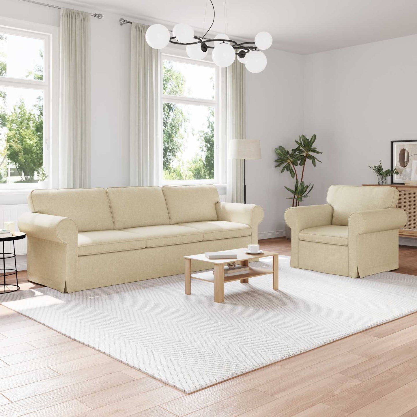Sofa Sæt 2 Dele 155 X 82 X 80 Cm Stof