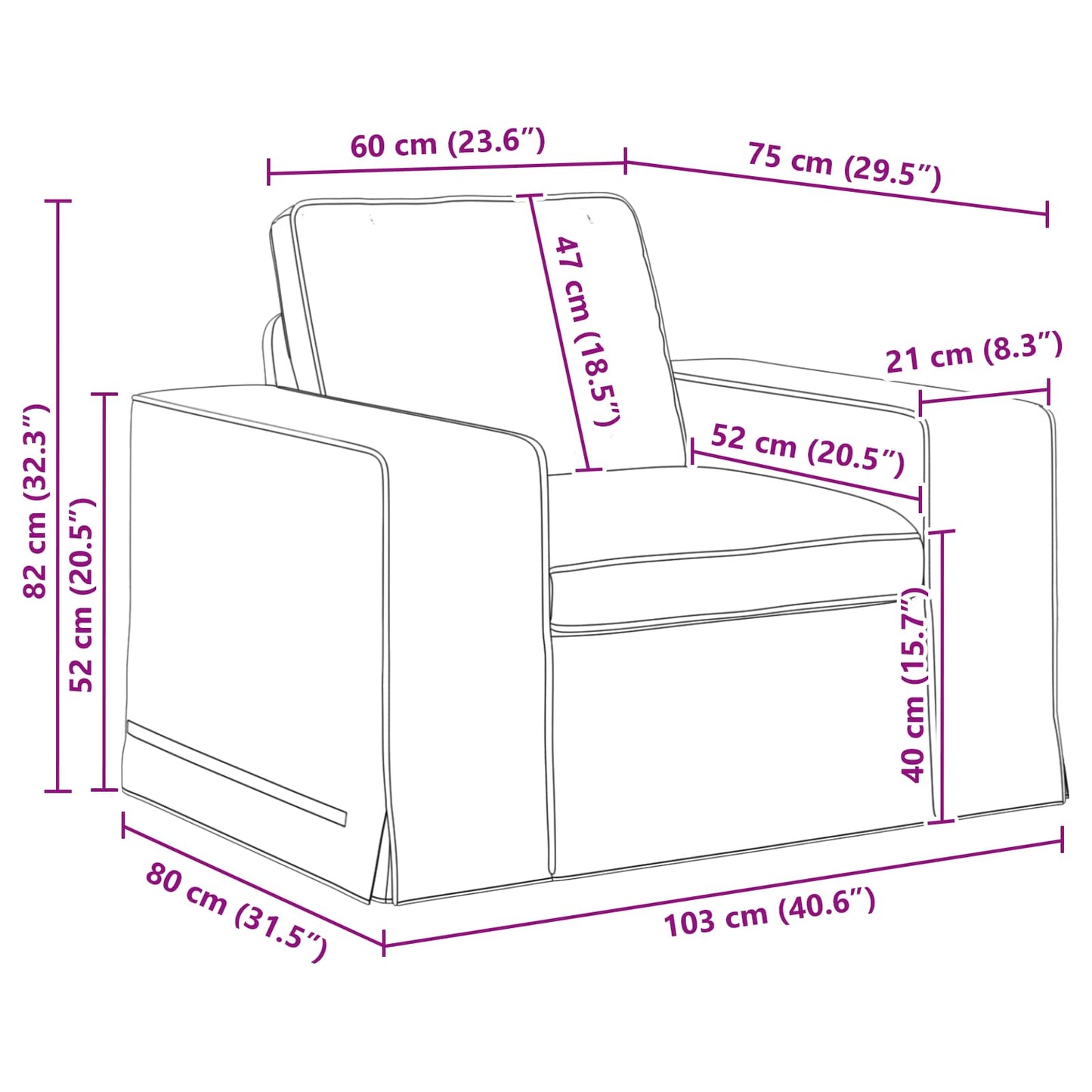 Sofa 103 X 80 X 82 Cm Stof - Billede 9