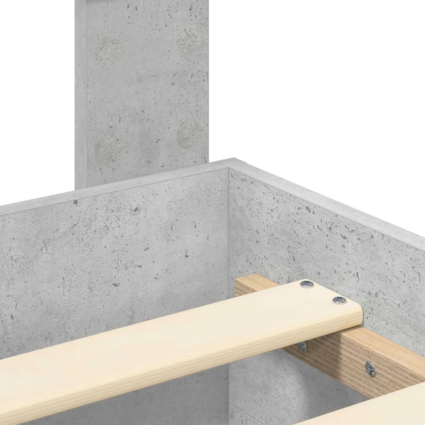 Sengestel Med Hovedgærde Beton Konstrueret Træ - Billede 11