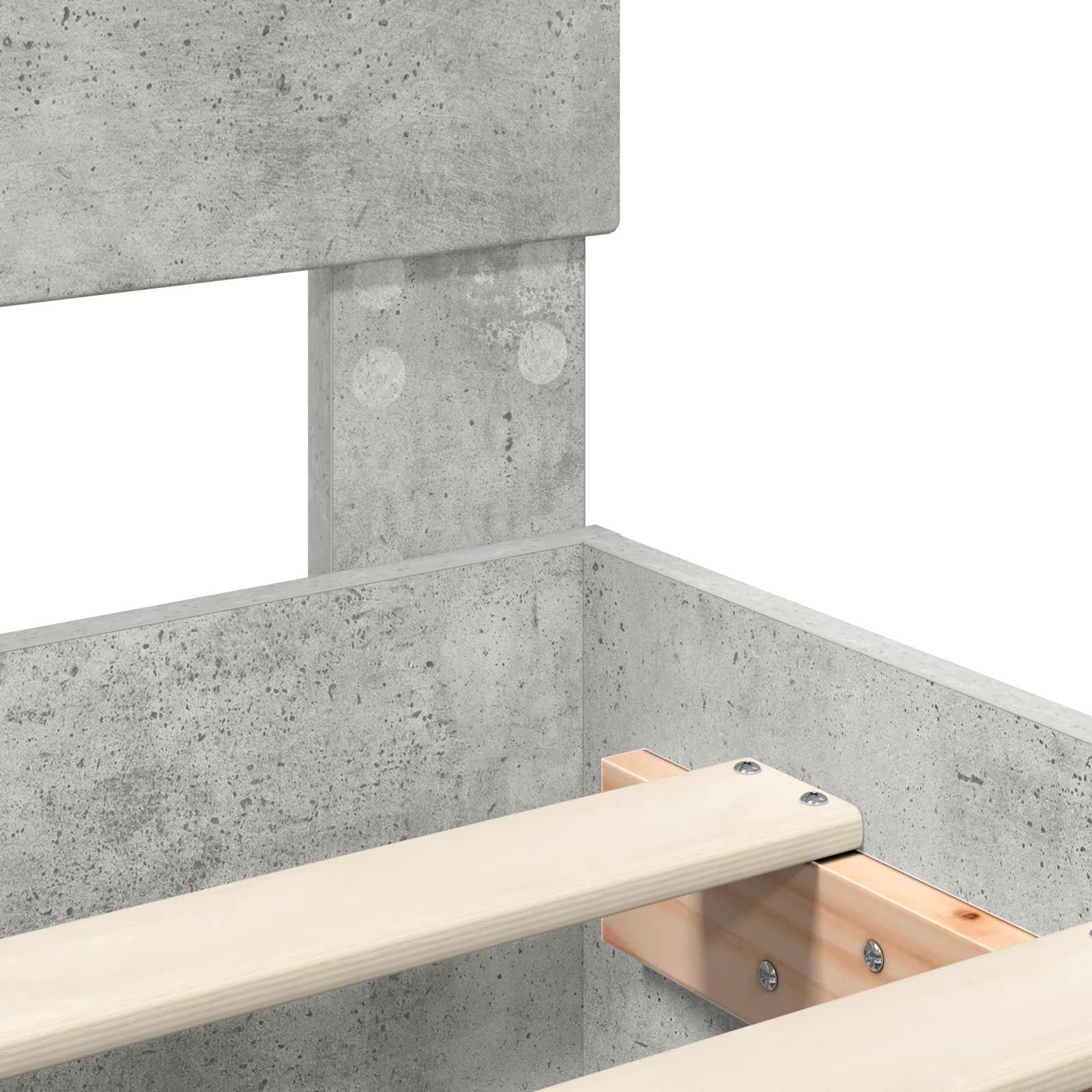 Sengestel Med Hylde Beton Konstrueret Træ - Billede 10