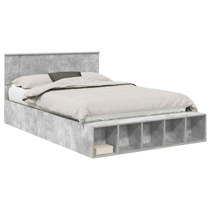 Sengestel Med Hylde Beton Konstrueret Træ - Billede 2
