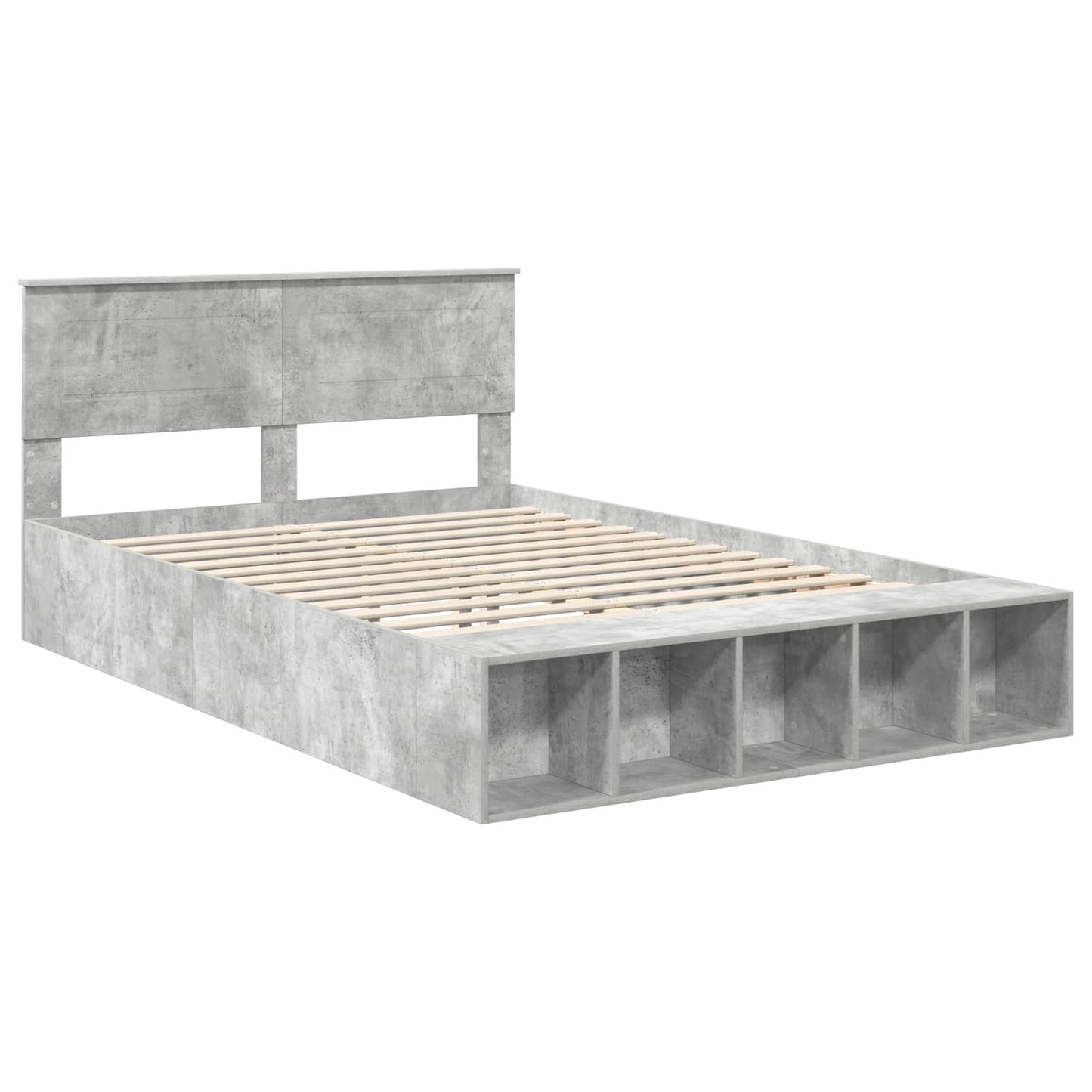 Sengestel Med Hylde Beton Konstrueret Træ - Billede 4