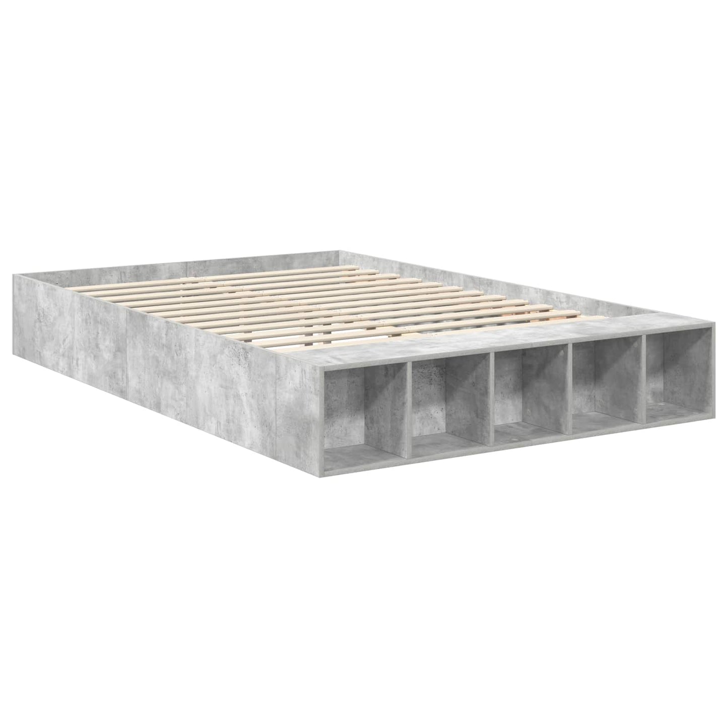 Sengestel Med Hylde Beton Konstrueret Træ - Billede 5
